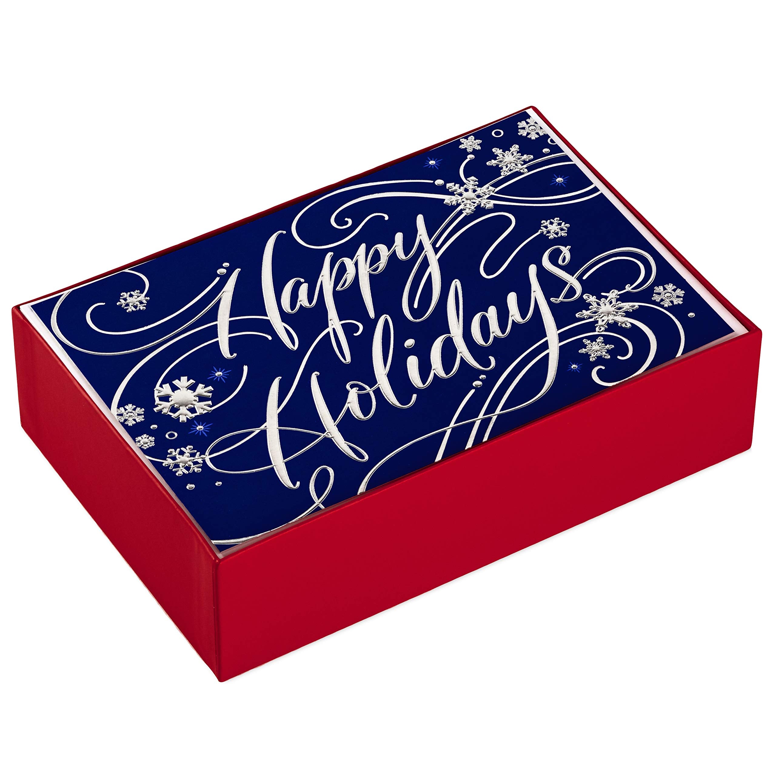 Hallmark Christmas Cards Boxed with Envelopes, Happy Holidays (40 Blue Holiday Cards)