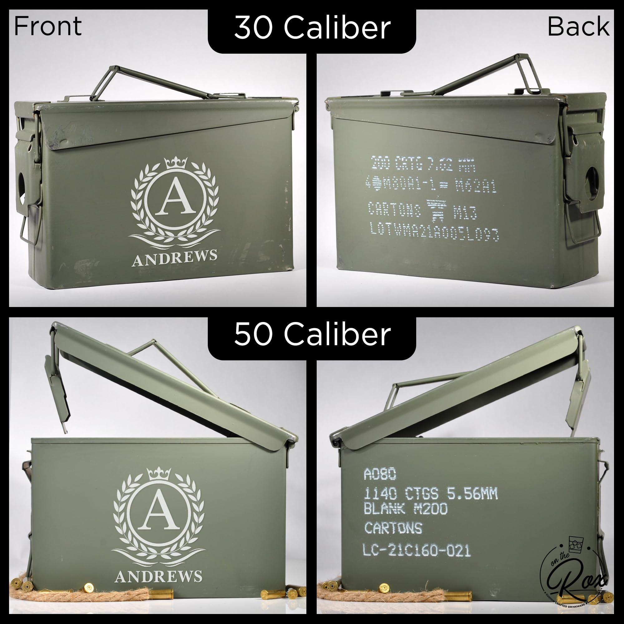 Personalized Ammo Box For Men - Custom Ammo Can Gift Set - Authentic Grade 1 Military Ammo Box Gift For Dad - Birthday Gift For Dad And Husband - Father’s Day Gift For Him - 30 Caliber