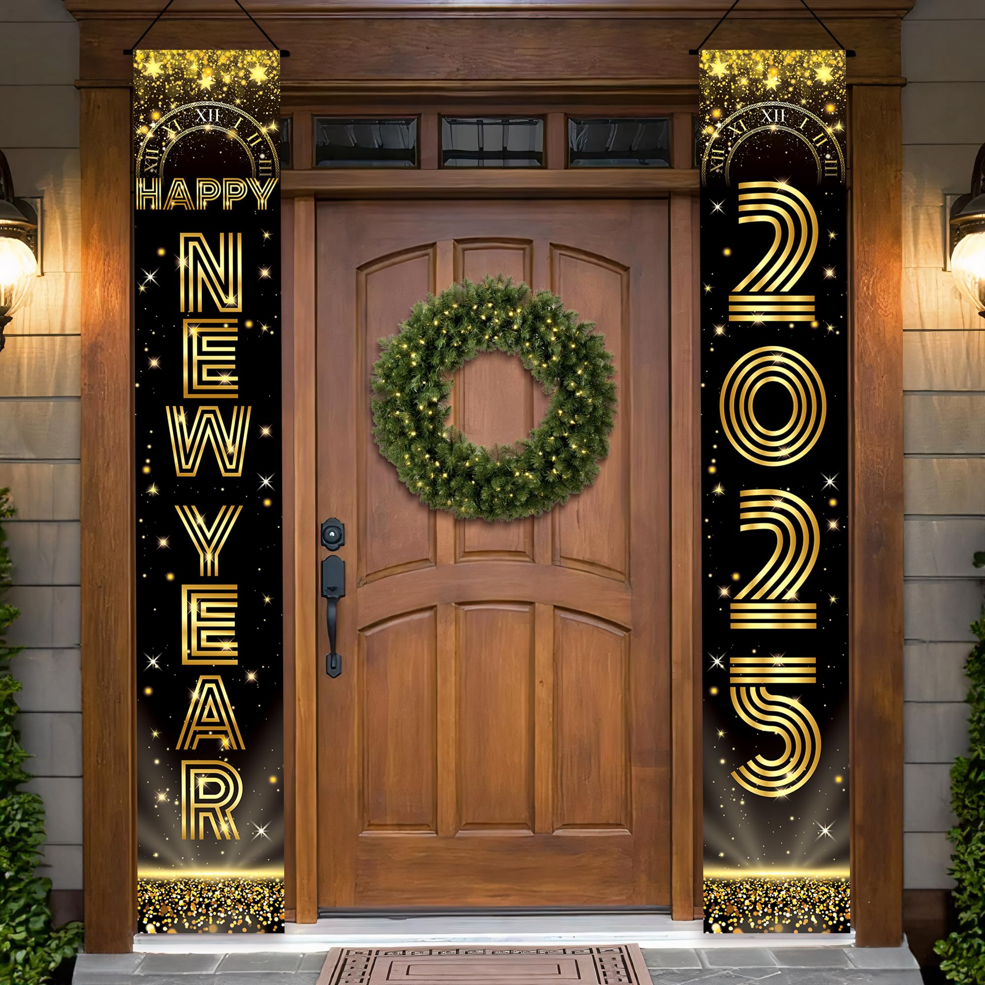 KatchOn, Happy New Years Door Banner 2025 - Large 72x12 Inch | Happy New Year 2025 Banner, New Years Decorations 2025 | Happy New Year Banner, New Years Eve Party Supplies 2025 | Happy New Year Sign