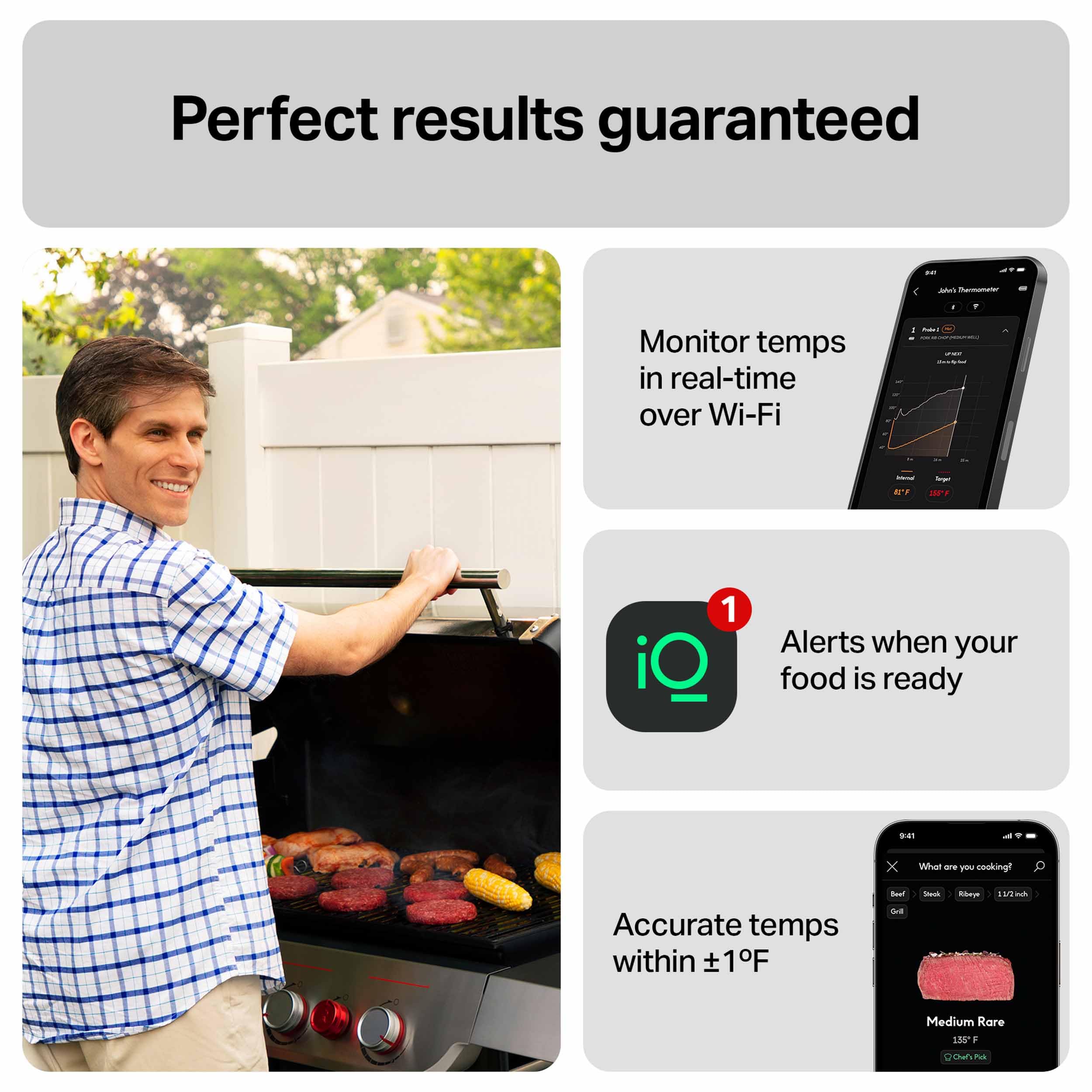 CHEF iQ Sense Smart Wireless Meat Thermometer with 2 Ultra-Thin Probes, Unlimited Range Bluetooth Meat Thermometer, Digital Food Thermometer for Remote Monitoring of BBQ Grill, Oven