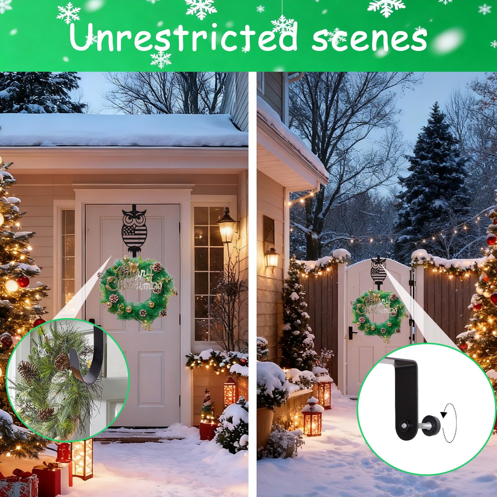 Valentine Wreath Hangers for Front Door , Valentines Day Decorations.Owl Over The Door Hooks 15" Metal Daily Front Door Hangers Sturdy Wreath Holder for Xmas Party Festival Front Porch Home Deco