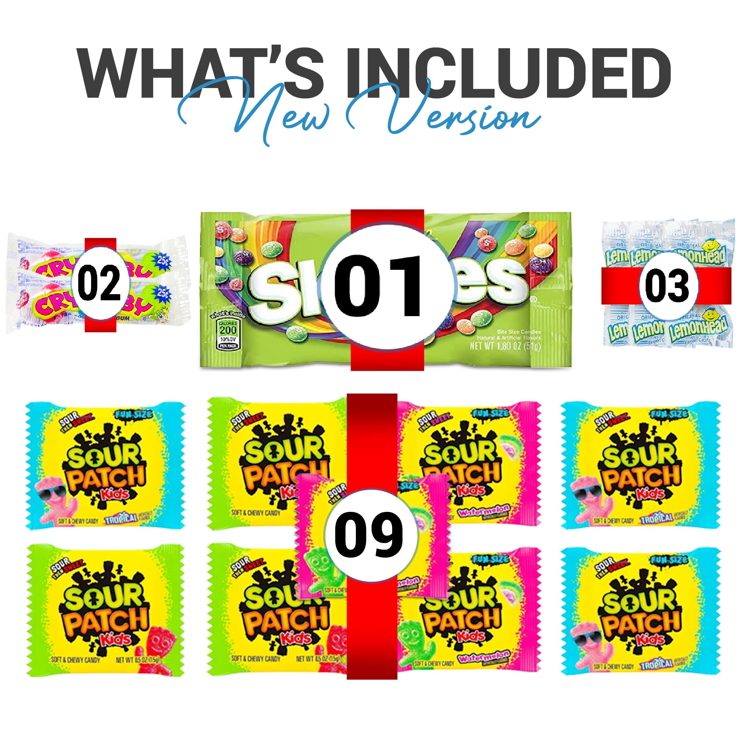 Sour Candy Box -Bulk Sour Candy Variety Pack - Individually Wrapped Super Sour Favorites - Sour Candy Mix with Sour Skittles, WarHeads, Sour Patch Kids, Lemonhead and More - 30 Count for Kids and Adults