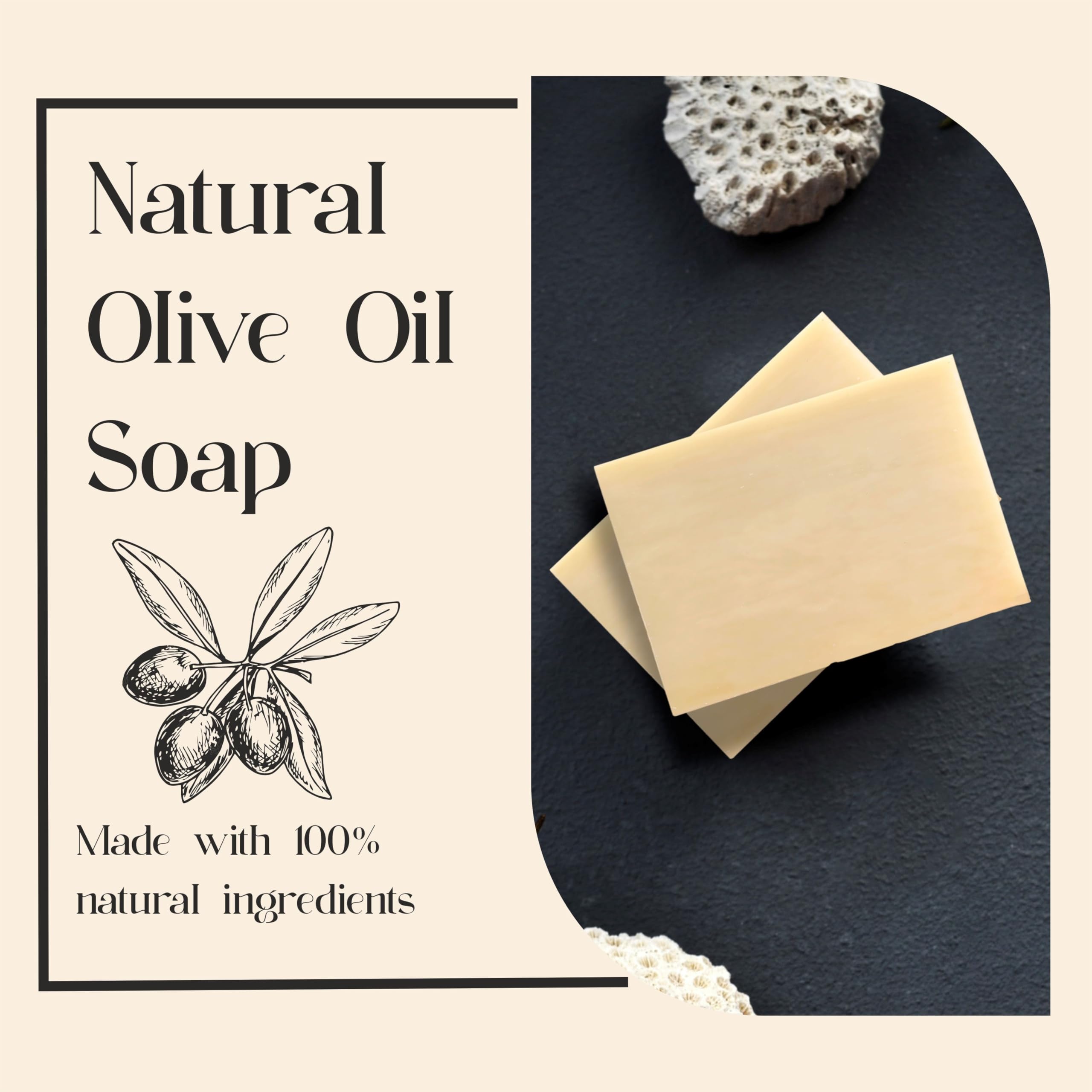 Olive Oil Soap Bar - Handmade 100% Pure Natural & Vegan - 5.7 oz Each Bar (9 Bars)