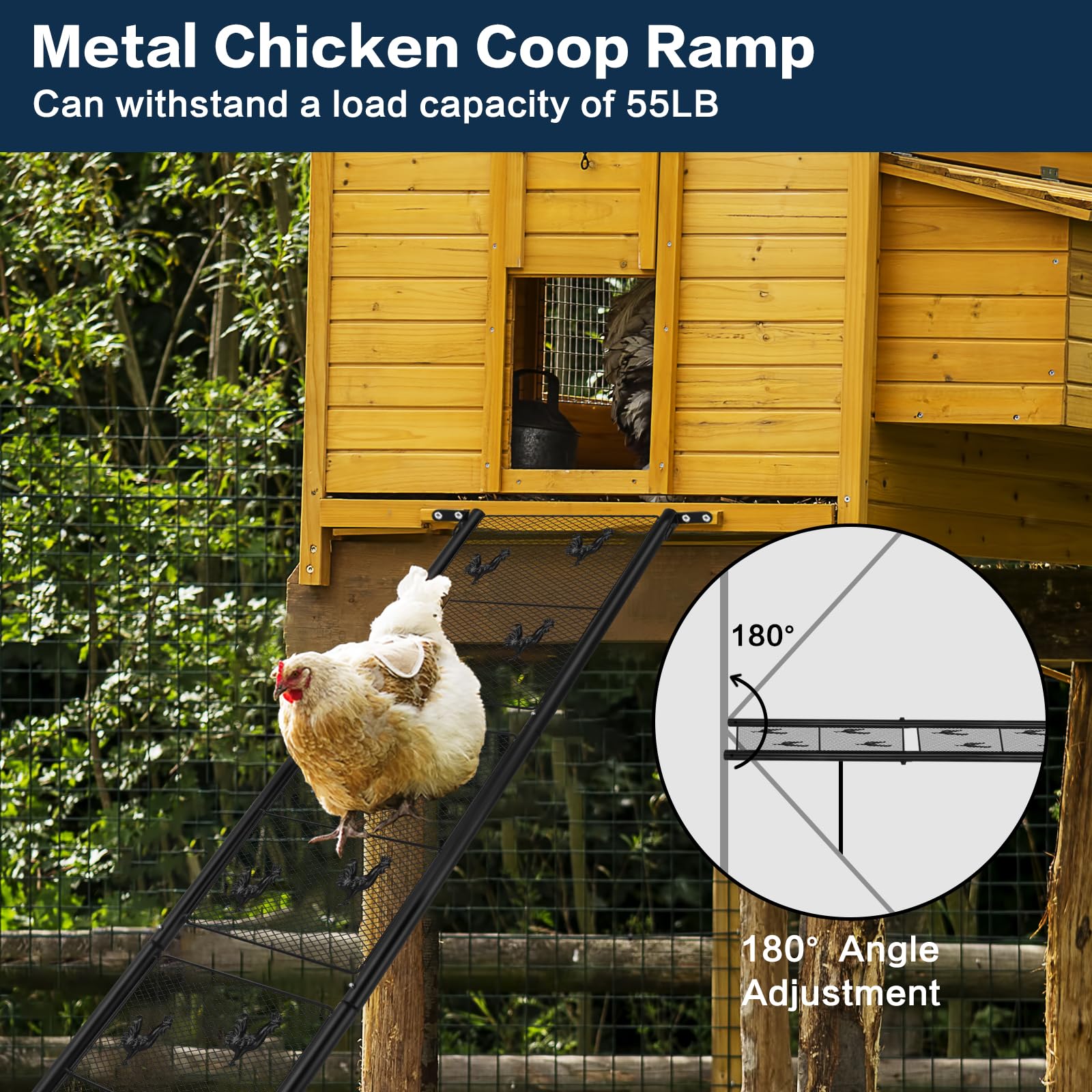 Chicken Coop Ramp, Chicken Ladder & Coop Accessories, Ladder Length Adjustable for Henhouse, Coop Steps for Feet Problem or Cannot Fly Chickens, Heavy Duty Sturdy,Corrosion-Resistant, and Waterproof