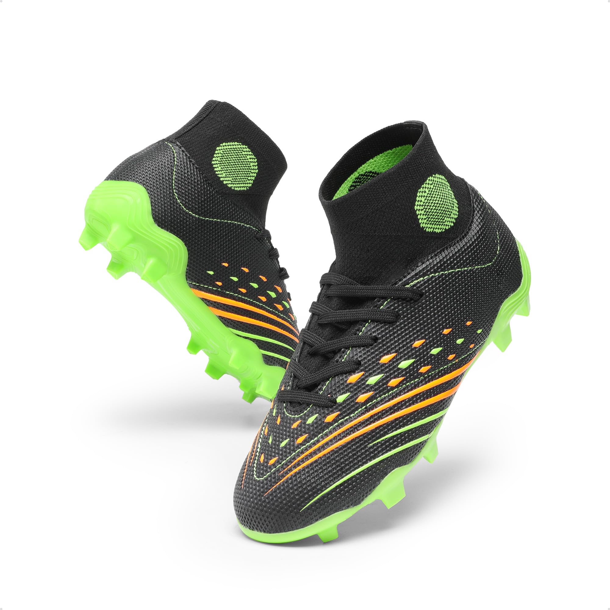 DREAM PAIRS Boys Girls Football Cleats Youth Firm Groud Outdoor Trainning Athletic Sport High Top Soccer Shoes for Little/Big Kid,Size 10 Toddler,Black/Neon Green,SDSO2411K