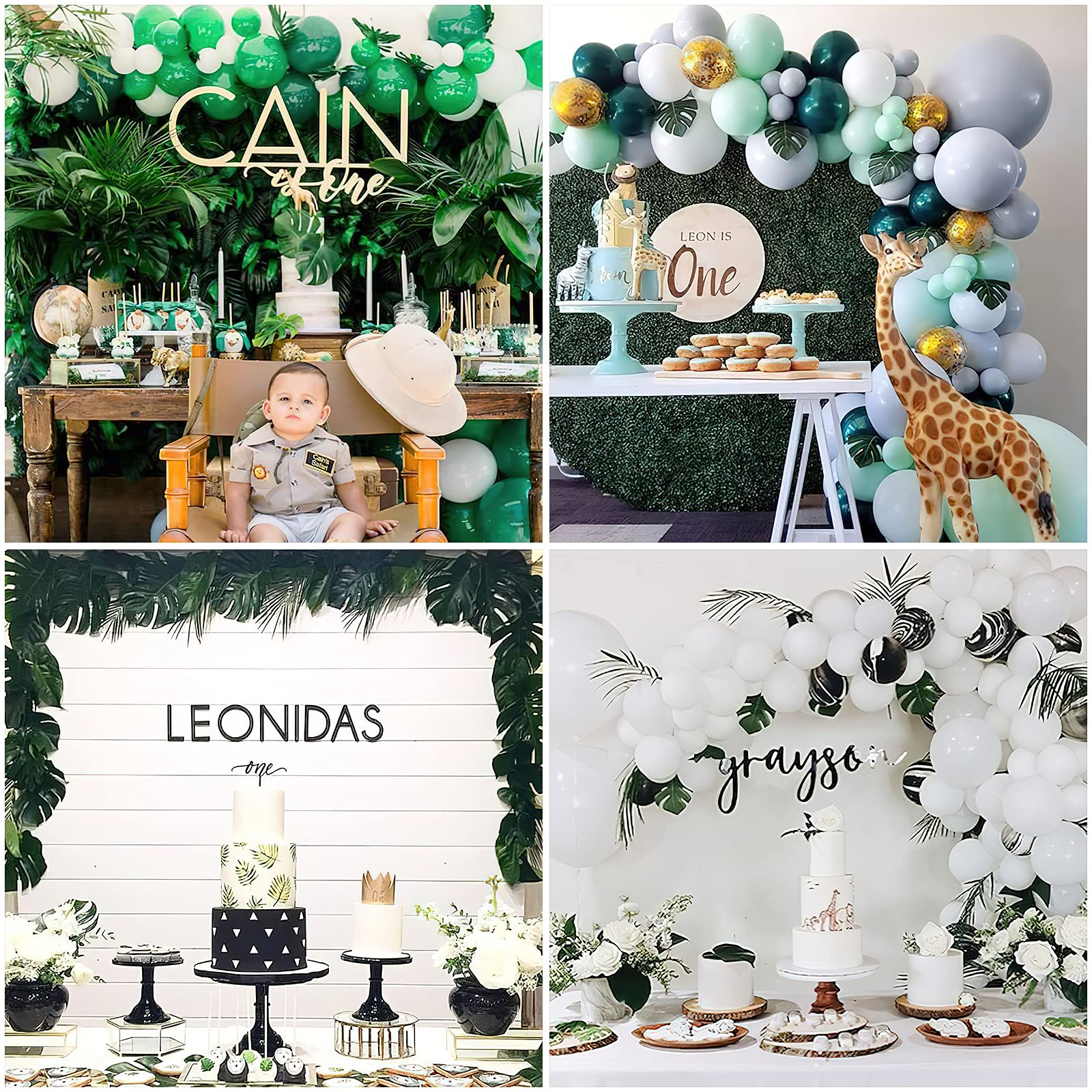 PartyWoo Palm Leaves, 34 pcs Fake Artificiall Palm Leaves, Summer Tropical Fiesta Party Decorations, Flamingo Hawaiian Party Supplies