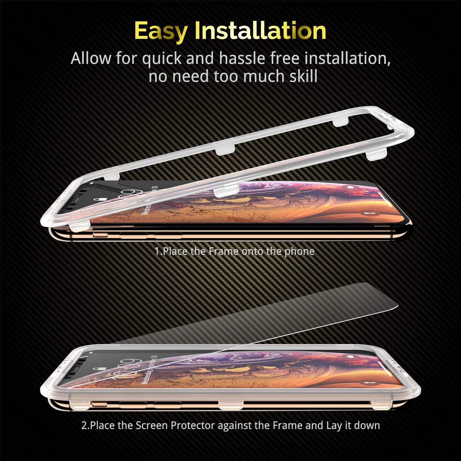 UNBREAKcable 3-Pack Screen Protector for iPhone X/iPhone Xs/iPhone 11 Pro 5.8", 9H Premium Tempered Glass Screen Protector for iPhone X/iPhone Xs/iPhone 11 Pro [Easy Install, No Bubble, Anti-Scratch]