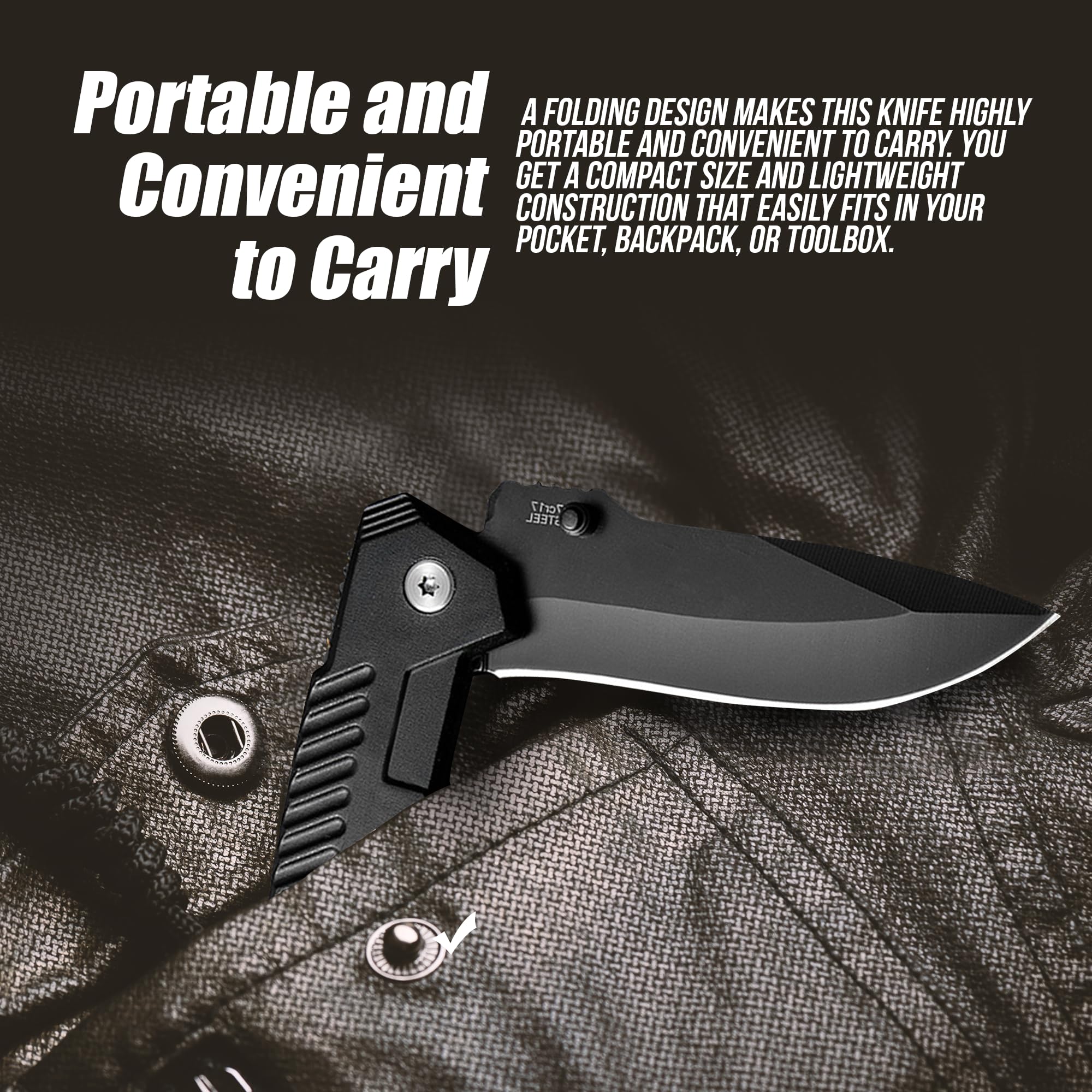 AOSILEY Pocket Folding Knife with Stainless Steel Point Lock Blade Knives and Lightweight Lockback Multi-Tool for Camping, Outdoor, Hunting，Survival and EDC