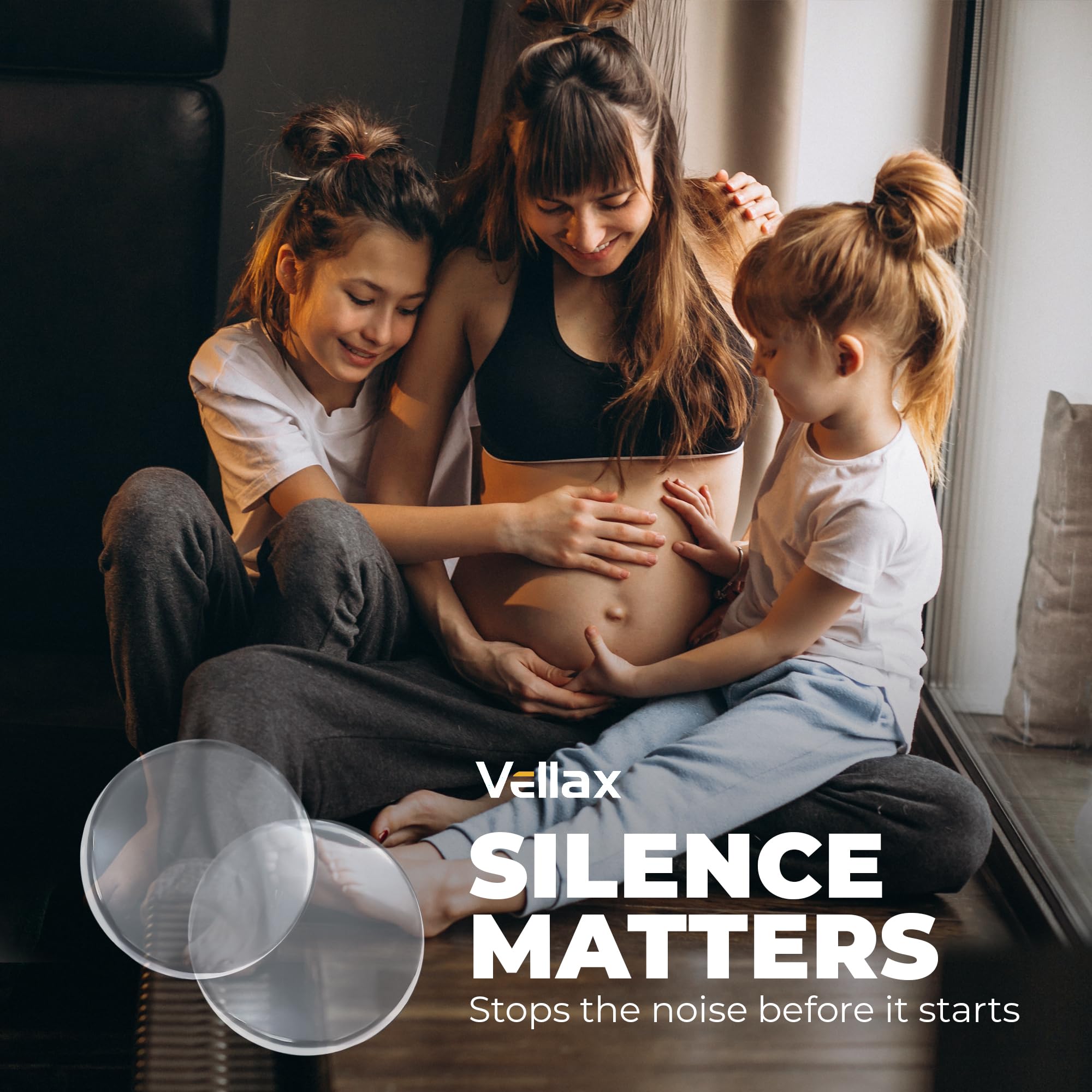 Large 2" Door Knob Wall Protectors – 6 Clear Self-Adhesive Silicone Bumper Pads in Hemispherical Shape – Noise Dampening Wall & Furniture Guards by VELLAX