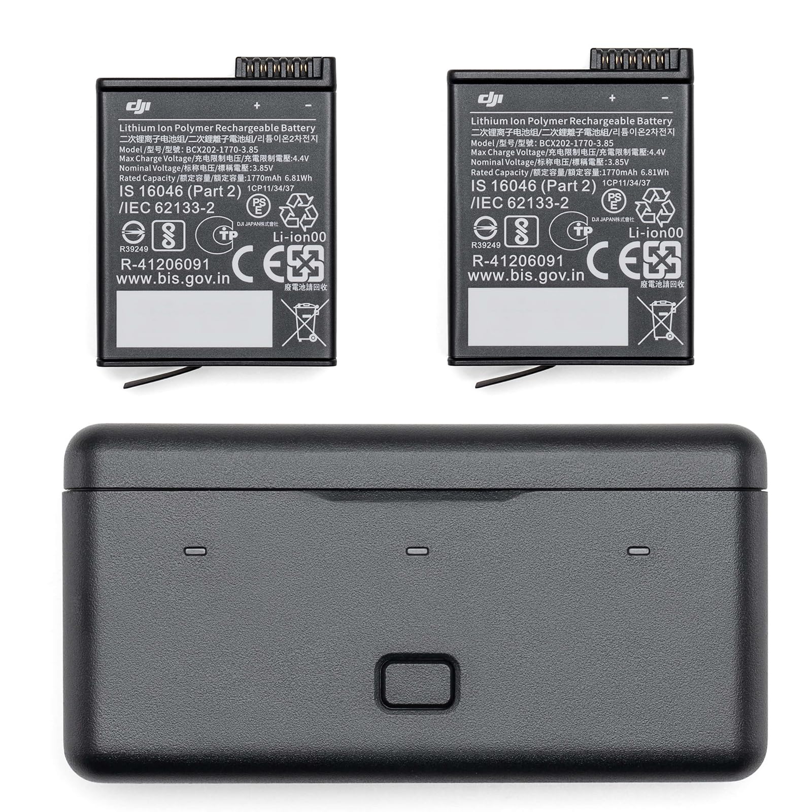 EUCAZ Osmo Action Extreme Battery and Multifunctional Charging Case Kit, for DJI Osmo Action 5 Pro/4/3 Sport Camera, Include 2pcs Batteies and 1p Battery Case, Fast Charges for Three Batteries