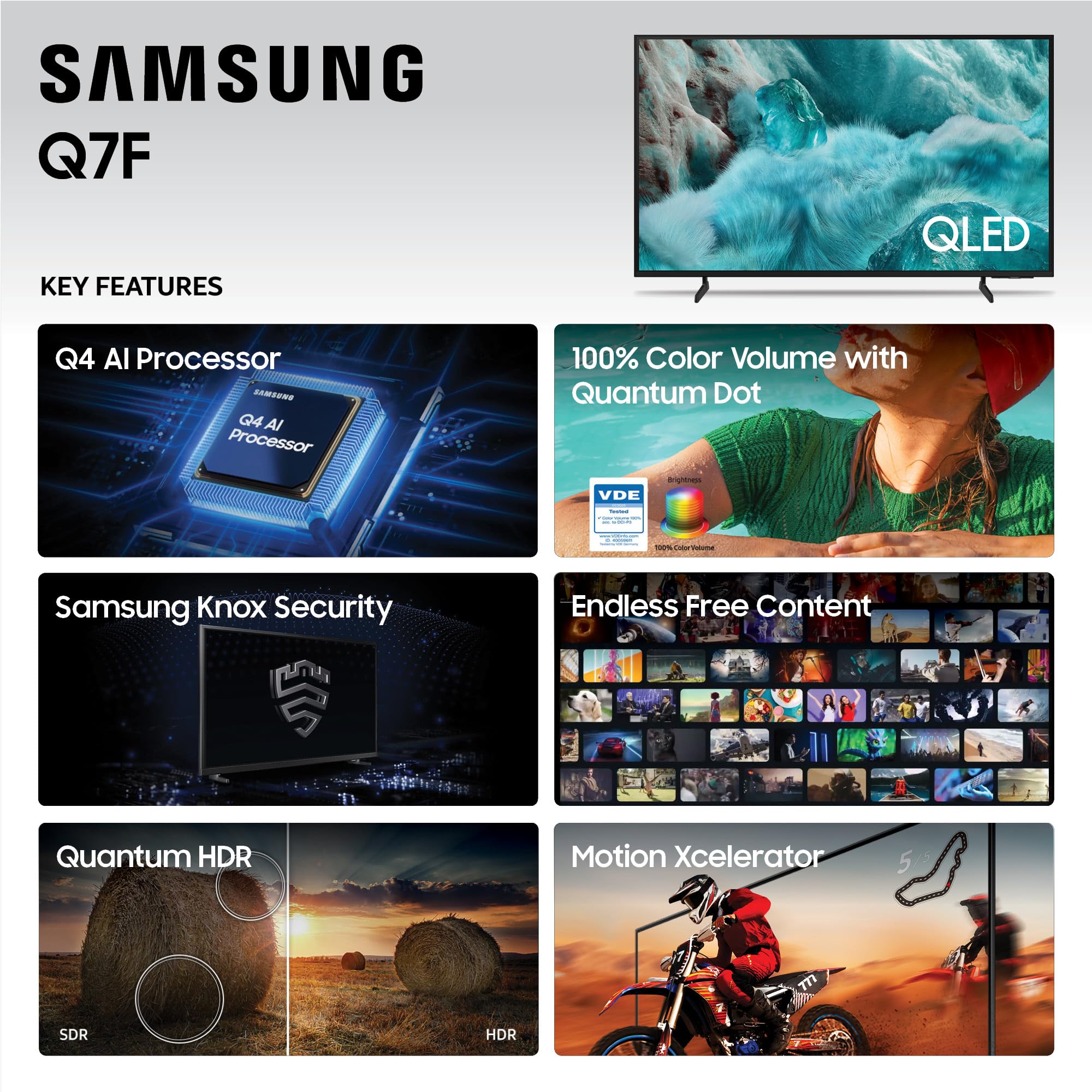 Samsung 55-Inch Class QLED Q7F Series Samsung Vision AI Smart TV (2025 Model, 55Q7F) Quantum HDR, Object Tracking Sound Lite, Q4 AI Gen1 Processor, 4K upscaling, Gaming Hub, Alexa Built-in