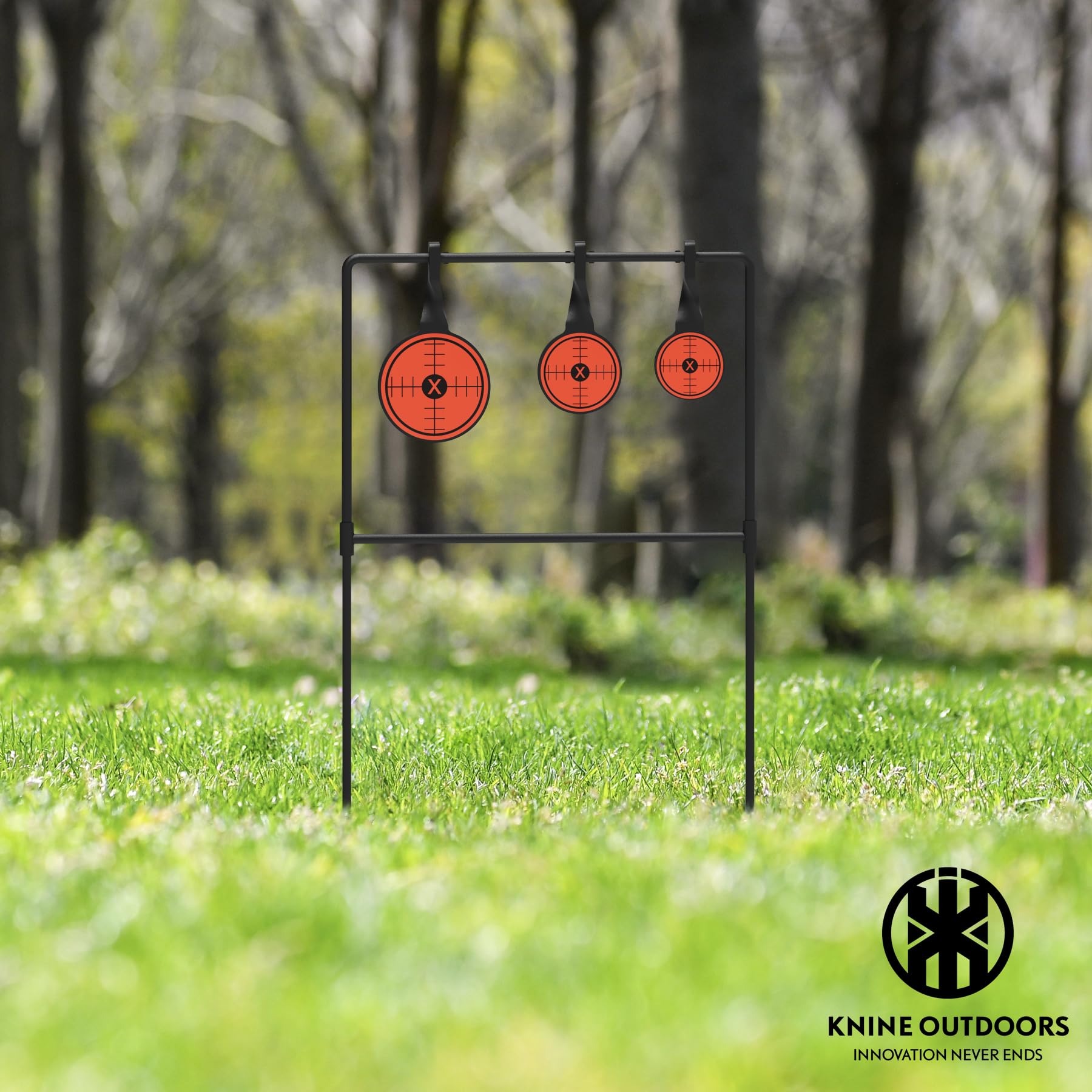 KNINE OUTDOORS Spinner Metal Targets for Shooting, 3/8'' Thick Auto-Reset Steel, Heavy Duty for .44 Magnum Centerfire Handguns, Outdoor Range Practice