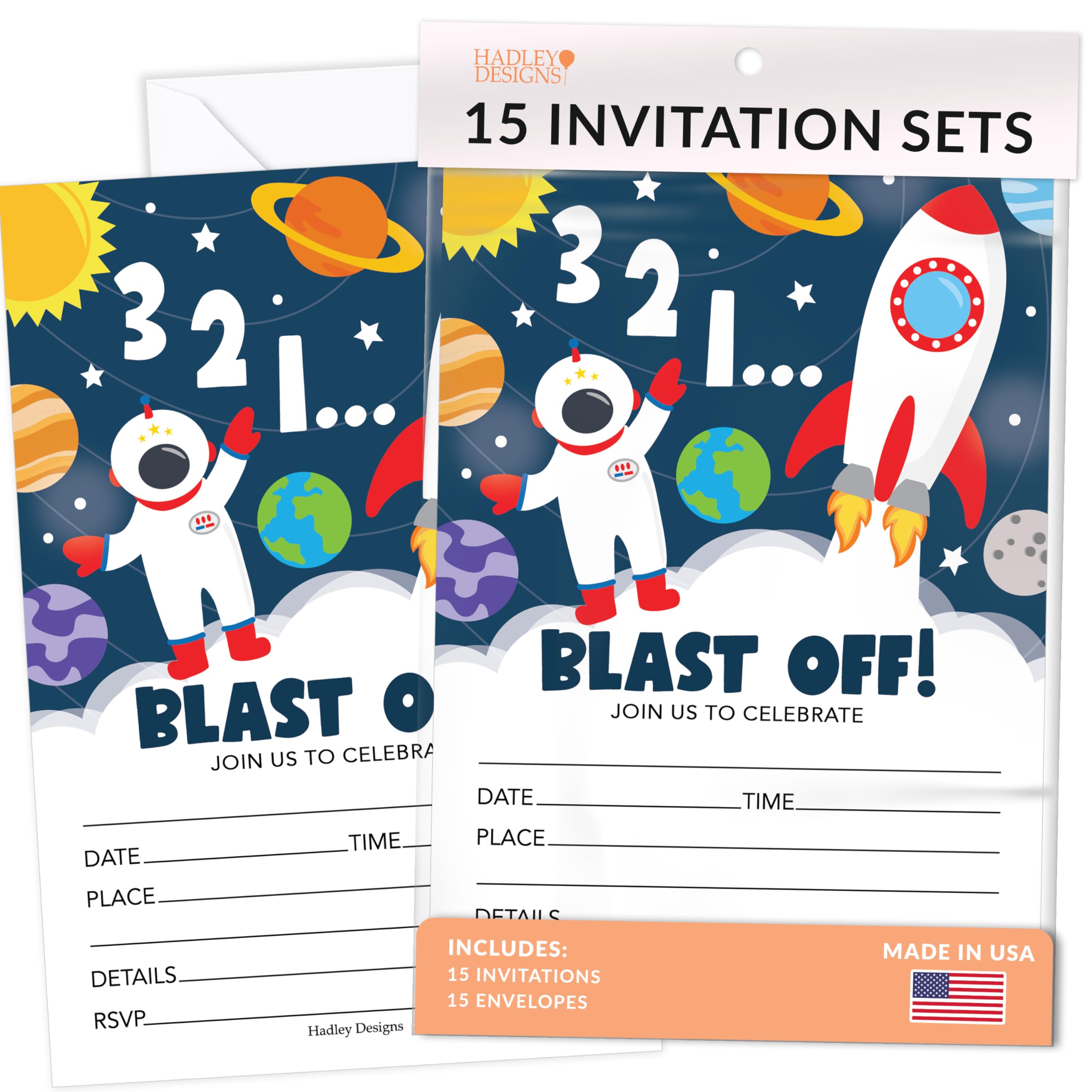 15 Outer Space Birthday Invitations Girl - Kids Birthday Invitations Boy, Galaxy Birthday Party Invitations For Boys, Outer Space Birthday Invites For Boy, Birthday Invitation Cards, Party Invites Boy