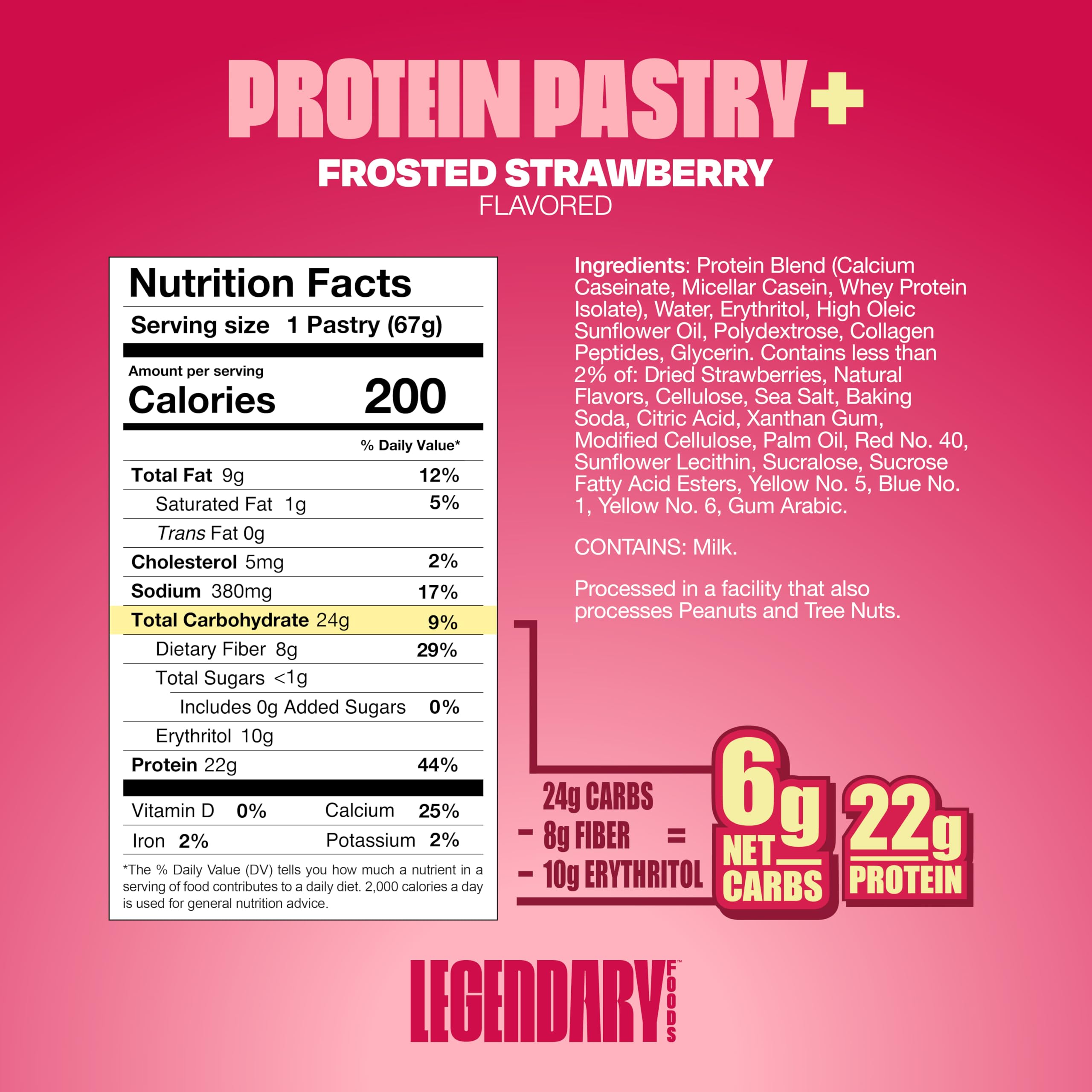 Legendary Foods 22 g High Protein Pastry+ Premium Boosted - Low Carb Meal Replacement Bar - Gluten Free Protien Snacks - Healthy Keto Snack Box - Low Sugar Energy Bar - Bariatric Diabetic Friendly