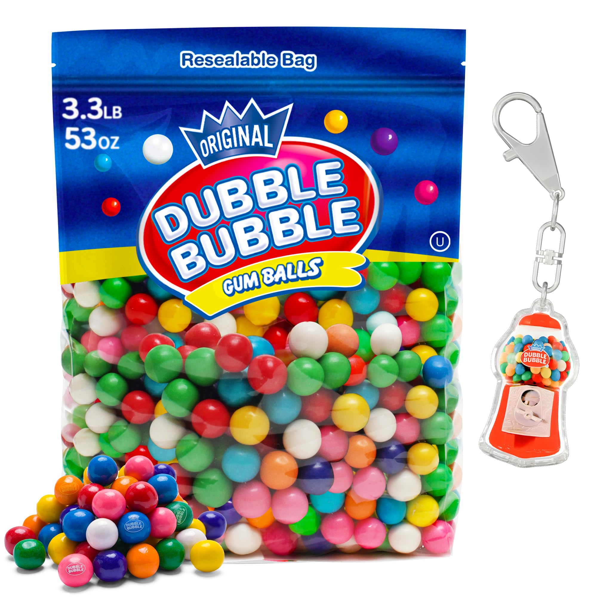 Gumballs For Gumball Machine Refills - 53 Ounce Dubble Bubble Chewing Gum Bulk Antique Style Gum Balls vintage Old Fashioned Candy -Mini bubble Gumballs 3.3 lb For Kids Toy Bank Candy Dispenser Playo