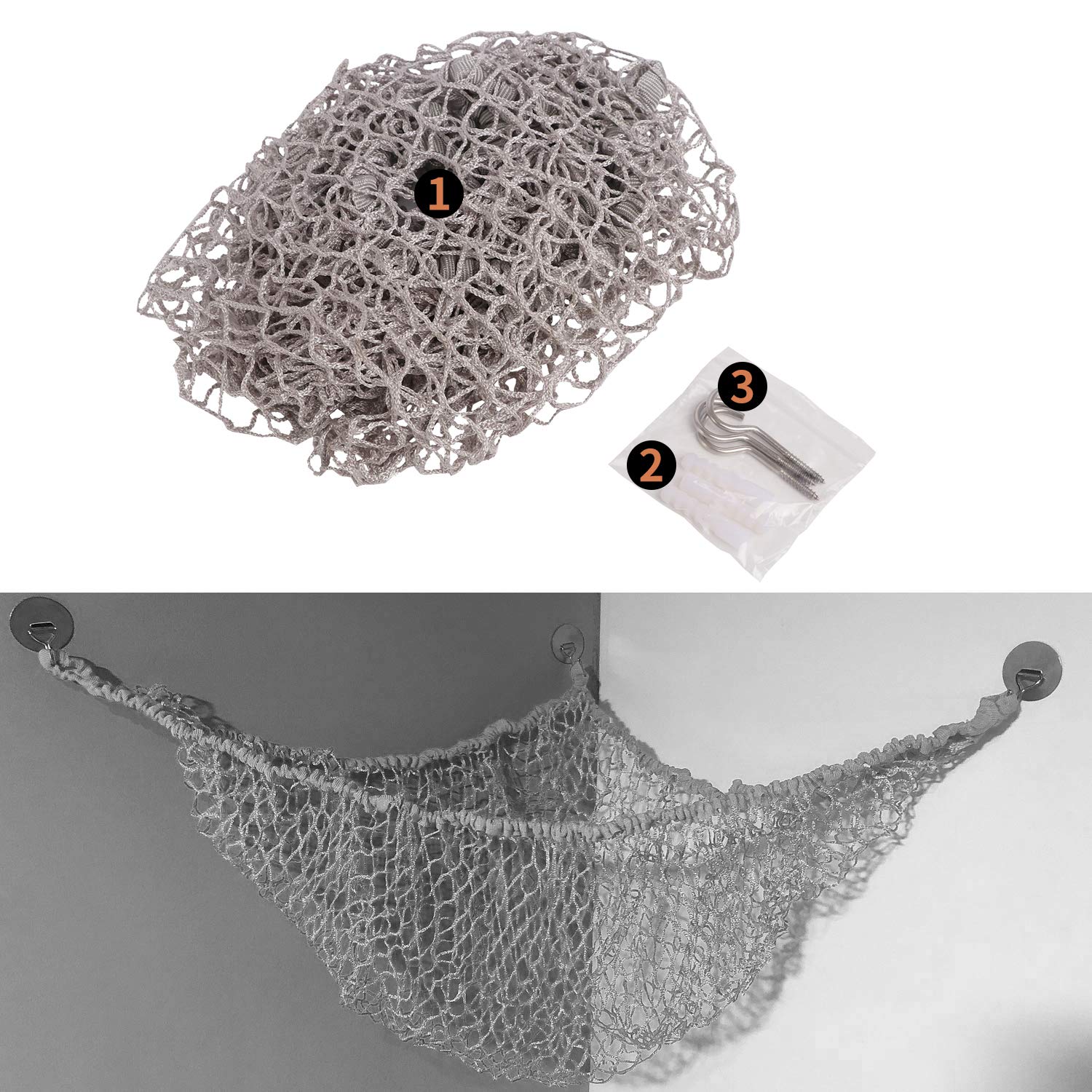 Stuffed Animal Hammock, Toy Hammock, LXUNYI Extra Large Mesh Toy Net Giant Baby Kids Children Stuff animals Hammocks Wall Corner Hanging Storage Net Organizer