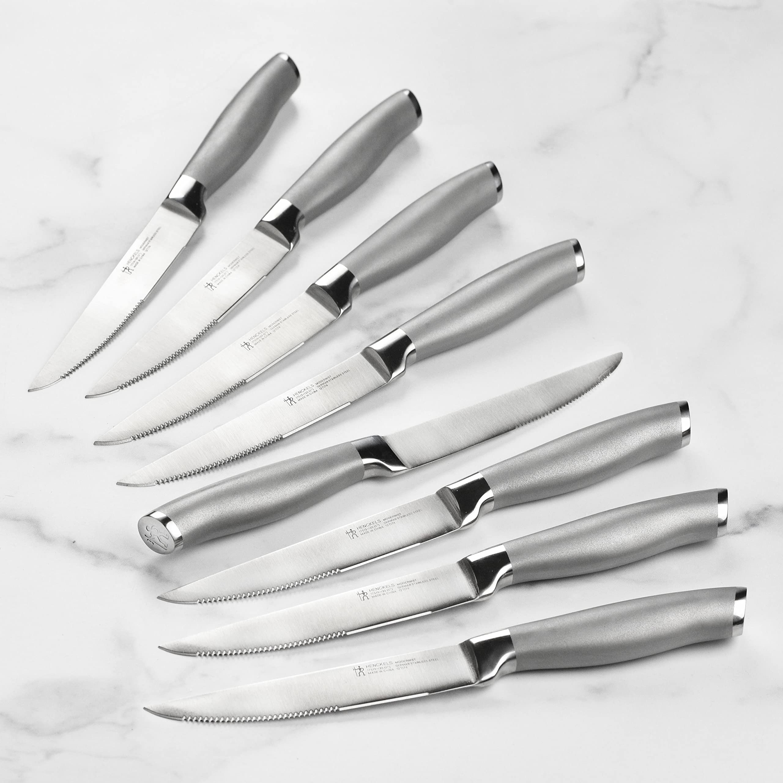 Henckels Forged Modernist 20 Piece Self Sharpening Knife Set with Stainless Steel Handles & Black Knife Block