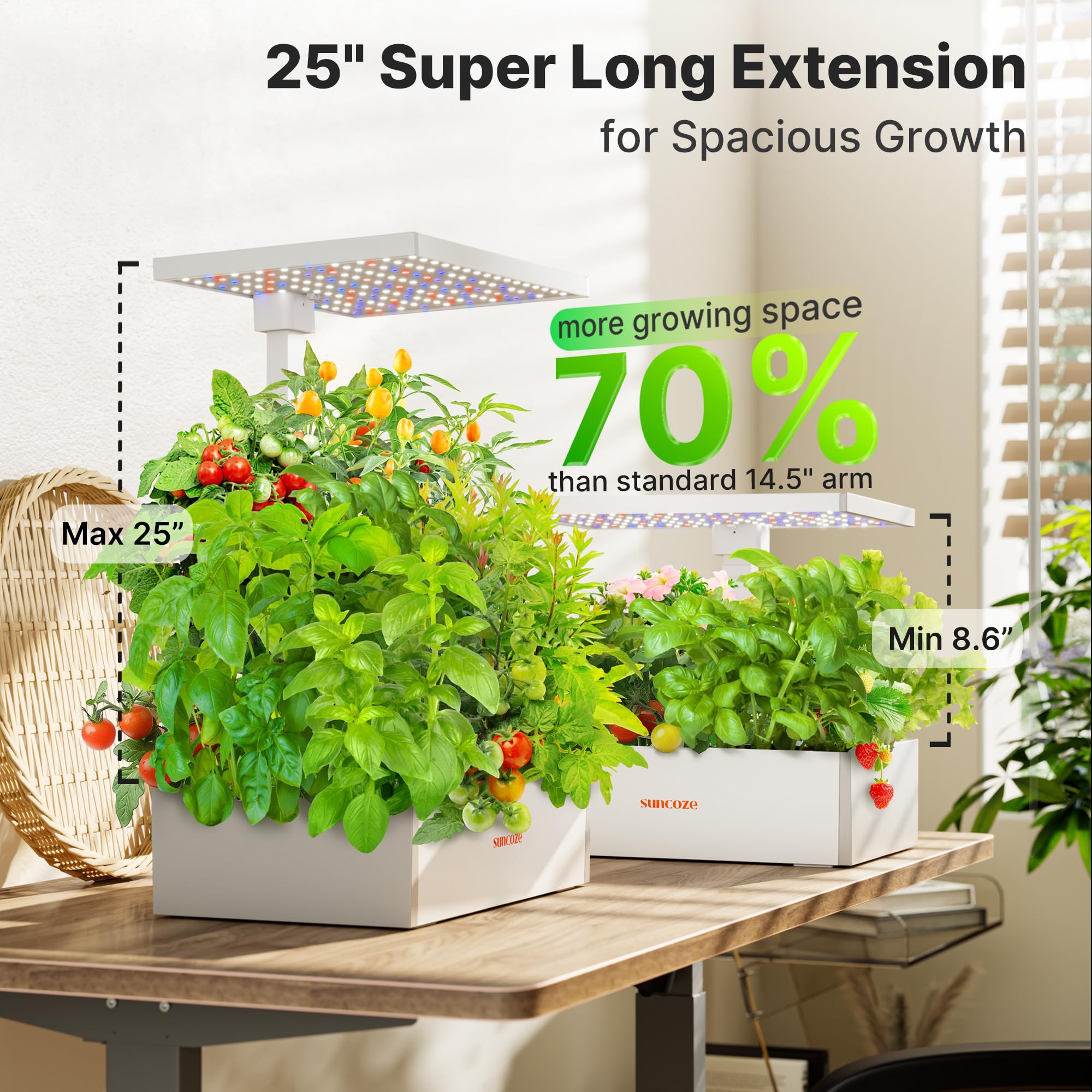 SUNCOZE Hydroponics Growing System Kit 20 Pods, Indoor Herb Garden with Grow Light 30W, 10L Large Water Tank with Adjustable Height to 25", Built-in Pump, Gardening Gifts White