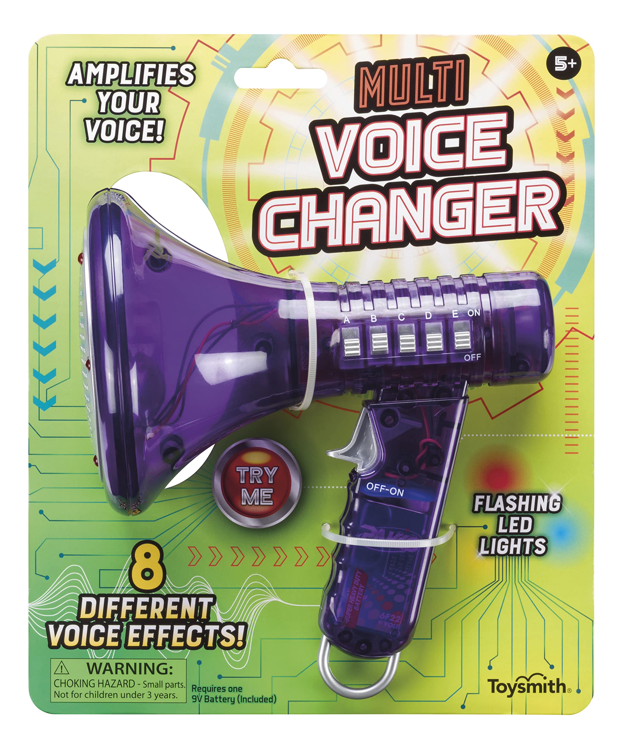 Toysmith Tech Gear Multi Voice Changer – Amplifies Voice with 8 Fun Effects, Fun Toy or Gift for Kids Ages 5+- Christmas Gifts, Stocking Stuffer, 6.5”, Colors May Vary