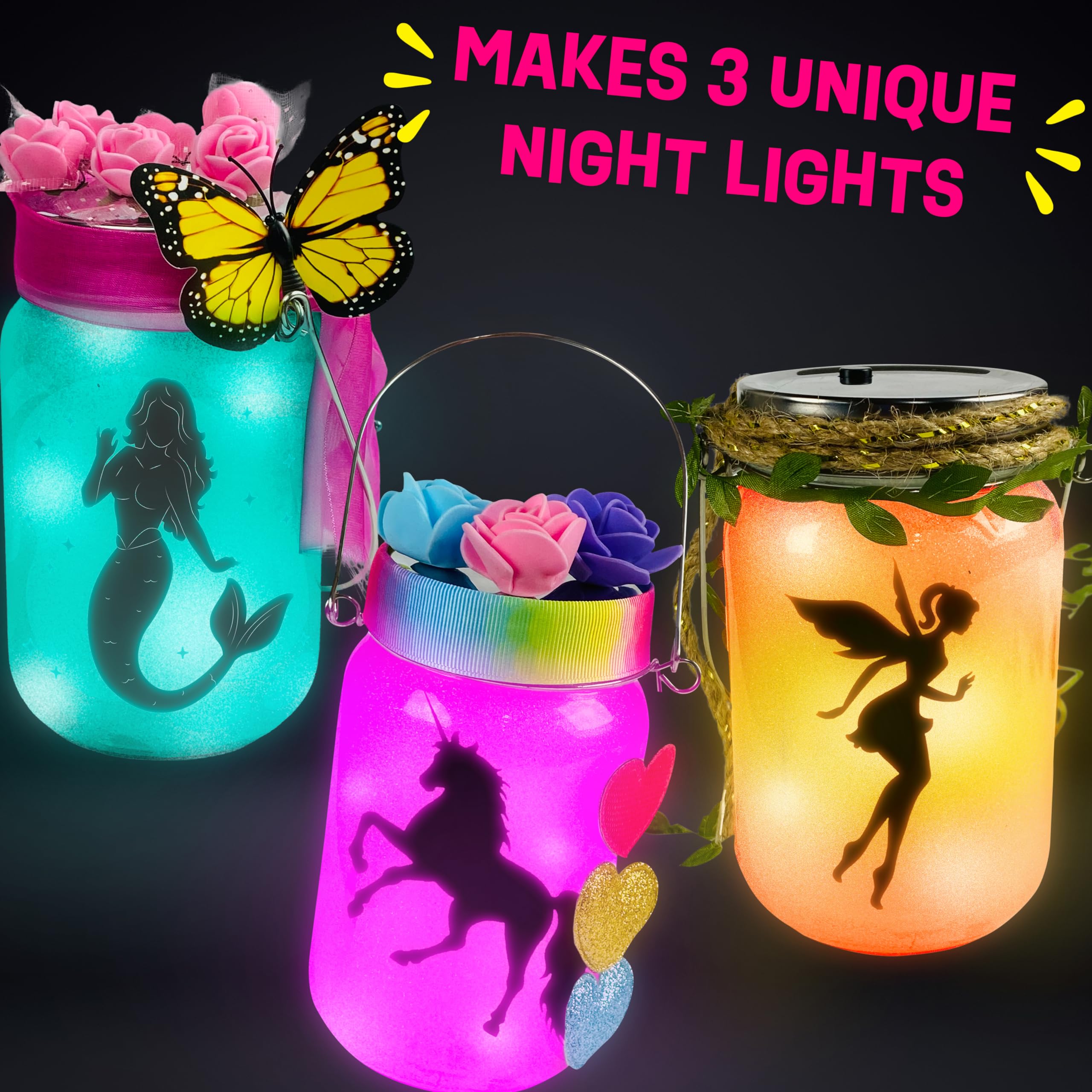 Light-up Unicorn Fairy & Mermaid Lanterns Craft Kit – Christmas Gifts for 8 9 10 11 12 Year Old Girls - Creative Art Girl Toys 8-10 Years Old and Up - Craft Kits for Girls Ages 8-12 - Tween Gift Ideas