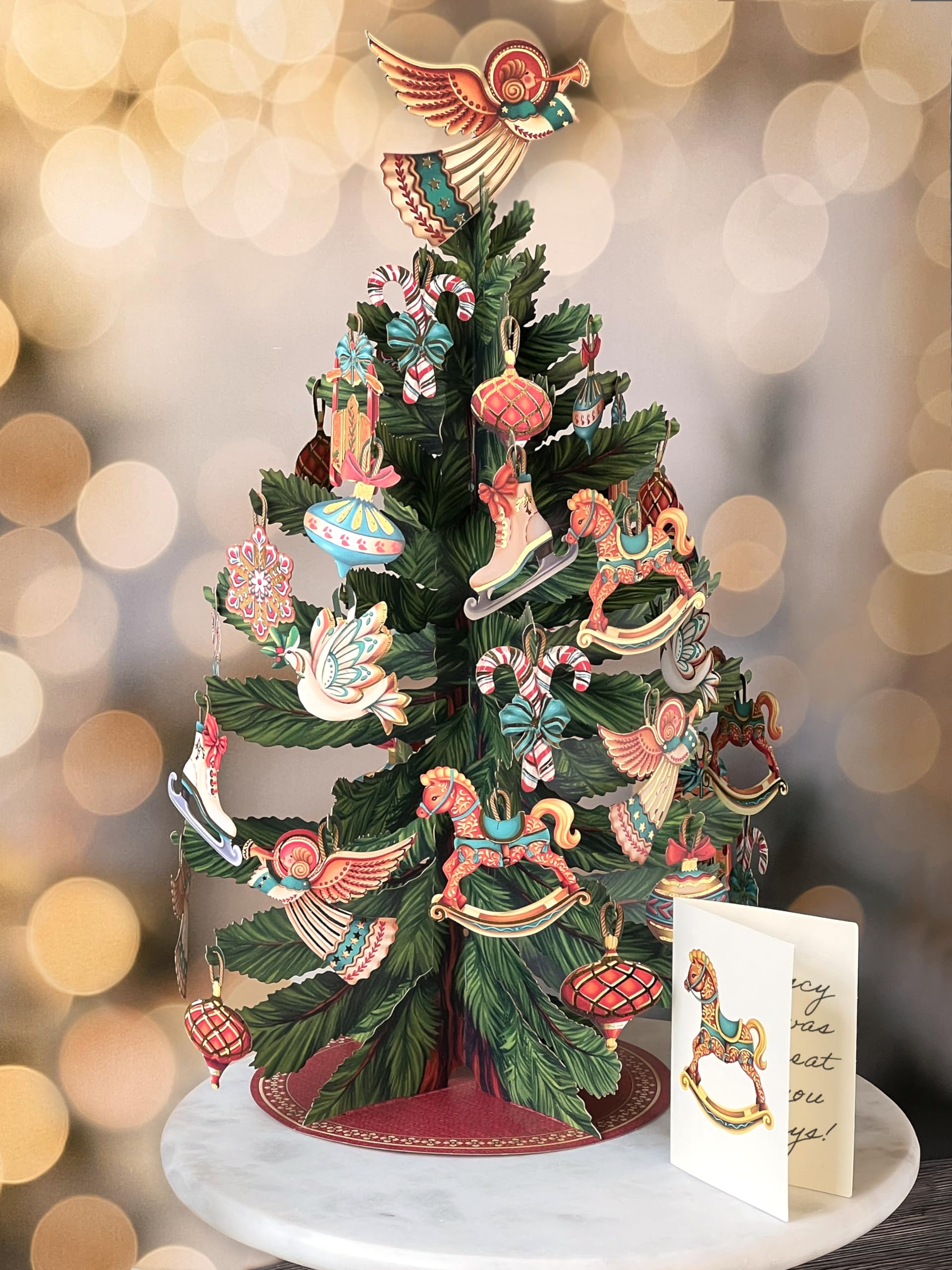 Freshcut Paper Pop Up Cards, 3D Popup Greeting Cards, Birthday Gift Cards, Note Card & Envelope, 15" Christmas Tree