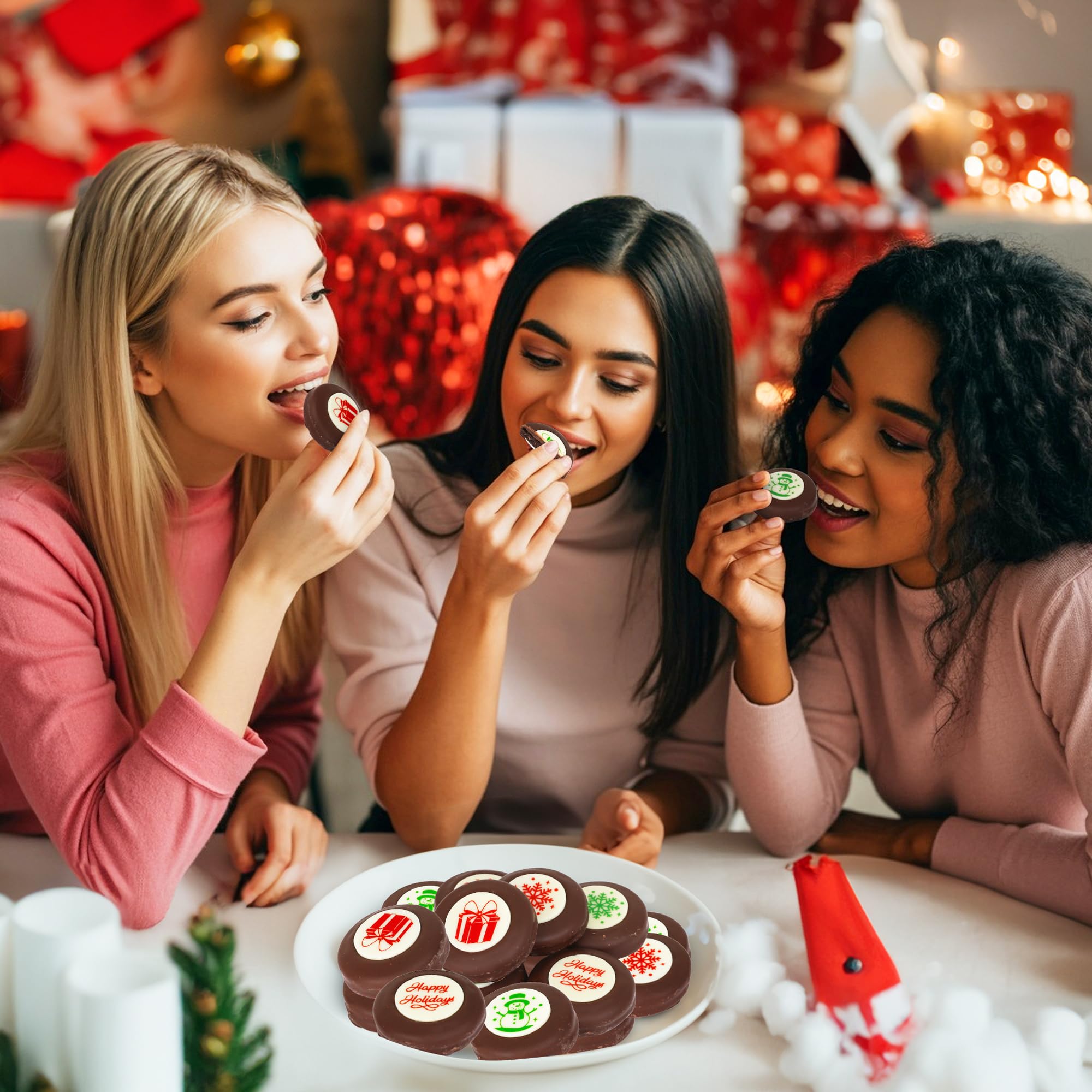 Holiday Chocolate Cookies, 7 Pieces, Dark Chocolate Covered