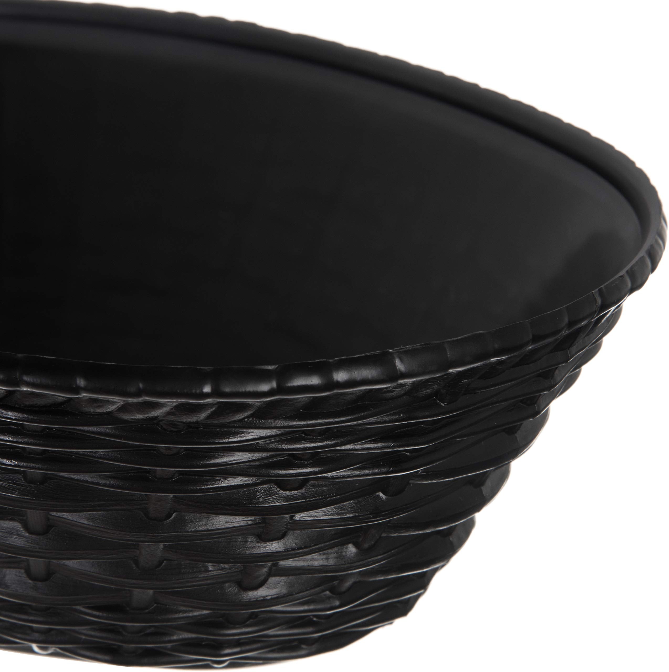 Carlisle FoodService Products WeaveWear Plastic Oval Basket, 9 Inches, Black, (Pack of 12)