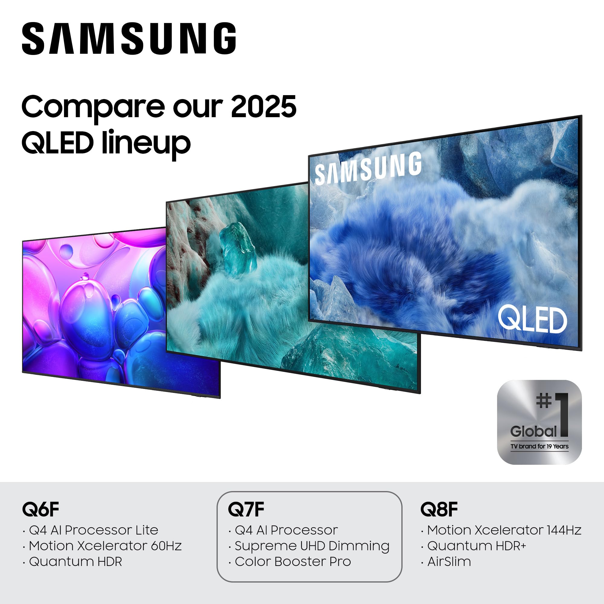 Samsung 55-Inch Class QLED Q7F Series Samsung Vision AI Smart TV (2025 Model, 55Q7F) Quantum HDR, Object Tracking Sound Lite, Q4 AI Gen1 Processor, 4K upscaling, Gaming Hub, Alexa Built-in