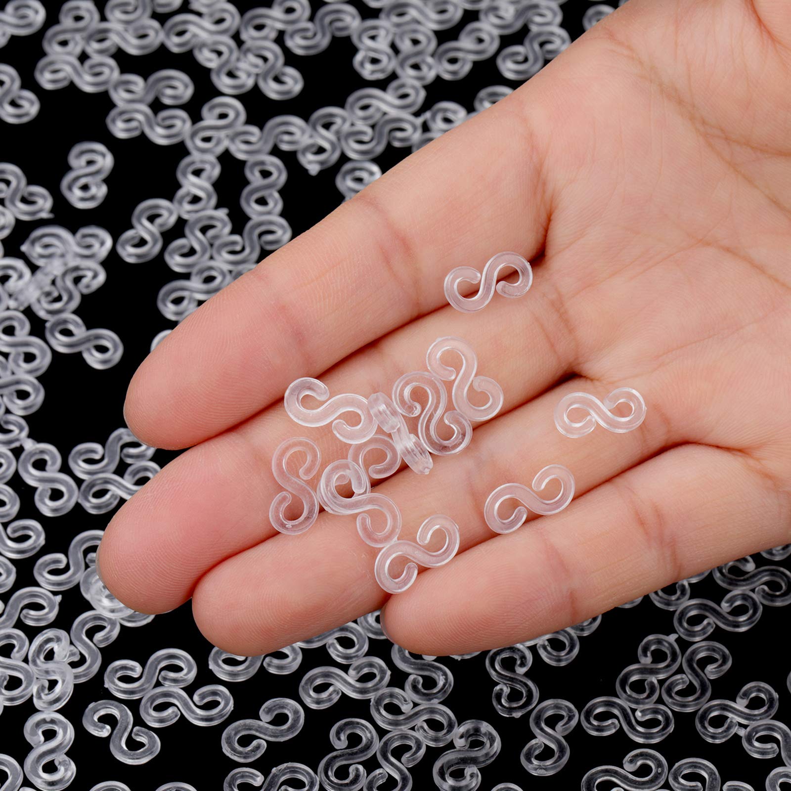300 Pieces Rubber Band S Clips Loom Band Clips Plastic Connectors Refills for Loom Bracelets (Clear)
