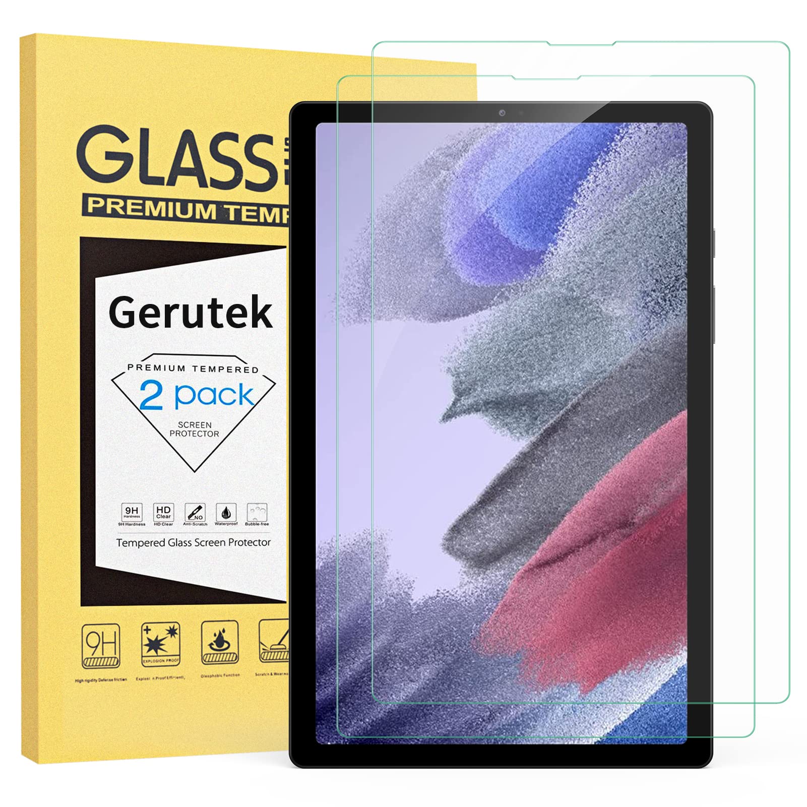 Gerutek [2-Pack Screen Protector for Samsung Galaxy tab A7 lite 8.7" 2021, [Ultra Clear] [Anti Scratch] [9H Hardness] [Bubble-Free] Tempered Glass Film for Samsung tab A7 Lite