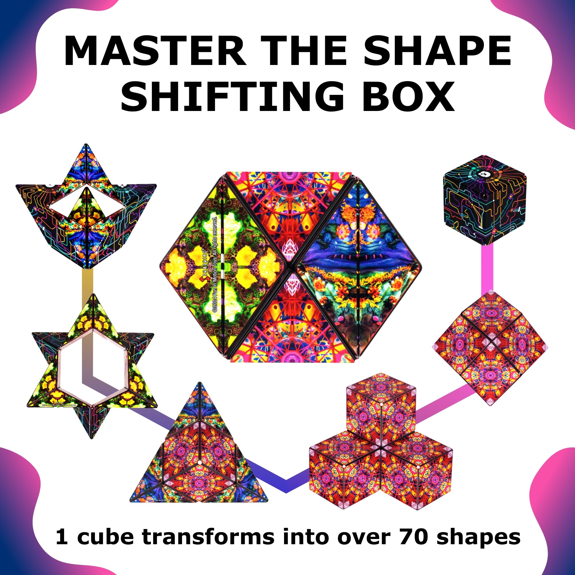 SHASHIBO Meow Wolf- Shape Shifting Box - Award-Winning, Patented Magnetic Puzzle Cube w/ 36 Rare Earth Magnets - Fidget Transforms Into Over 70 Shapes (QDOT Map)