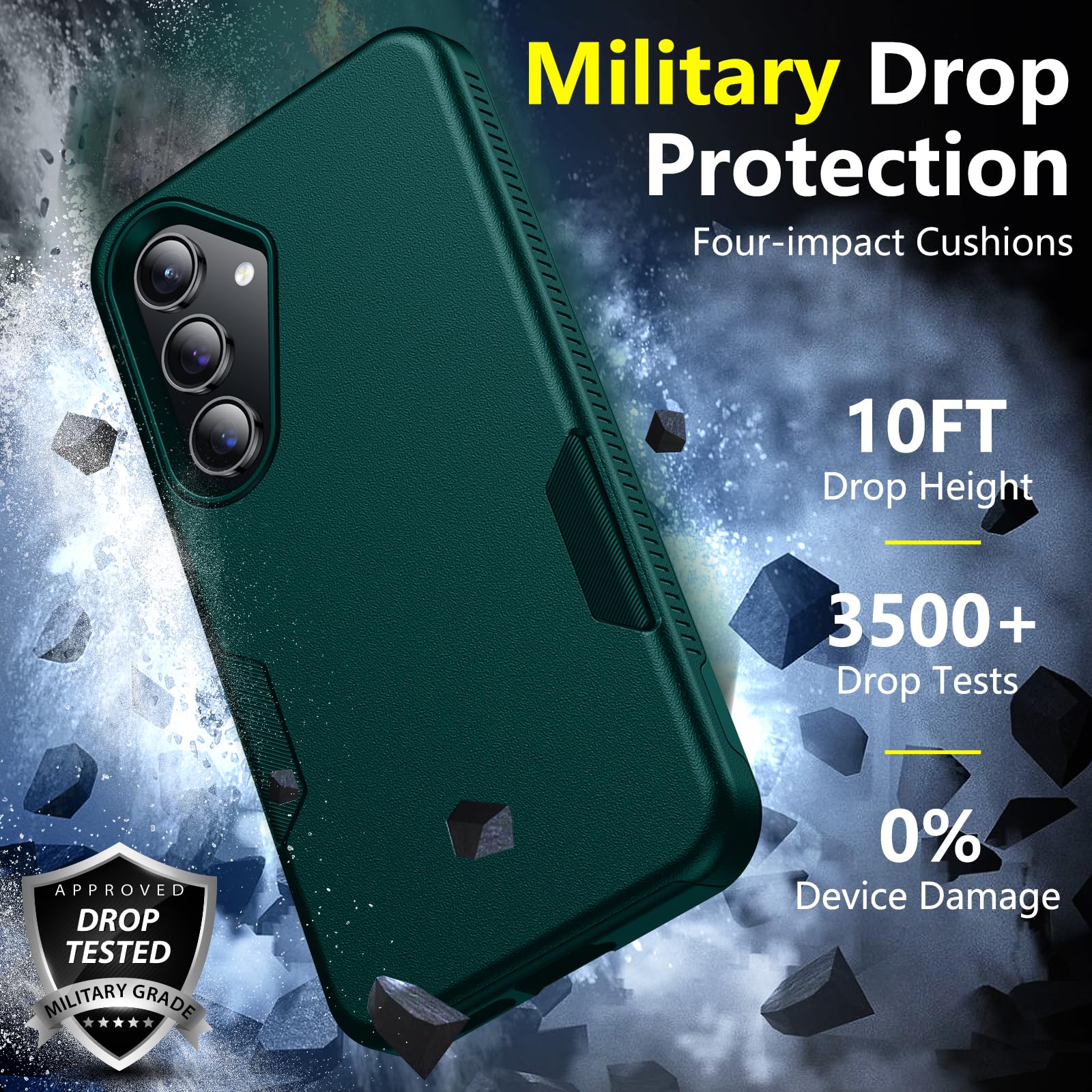 SPIDERCASE Designed for Samsung Galaxy S24 Plus Case, [10 FT Military Grade Drop Protection] Heavy Duty Shockproof Phone Case for Galaxy S24 Plus 2024, Dark Green