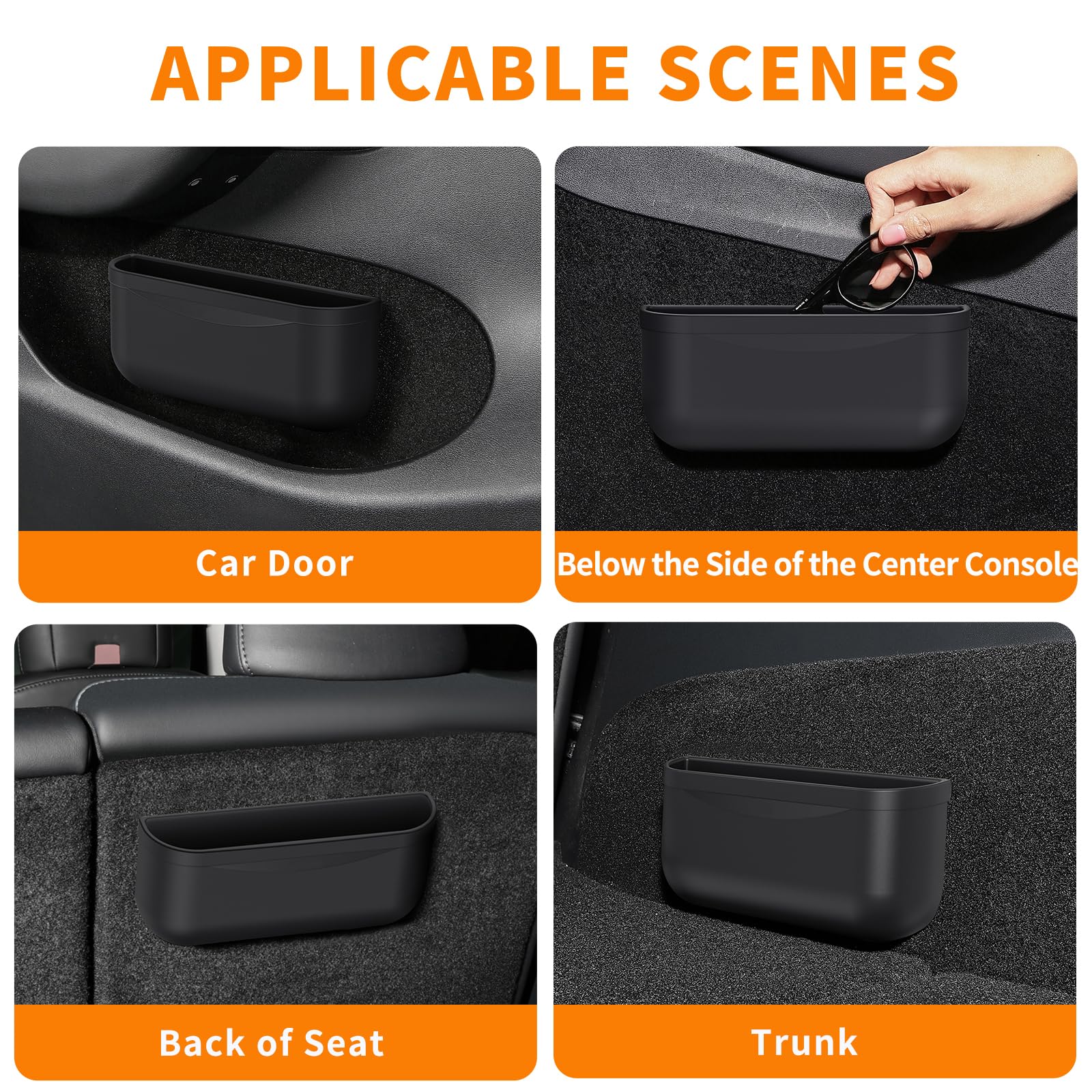 EVFITUS for Tesla Model 3 Model Y Accessories Center Console Organizer Tray Storage Box Silicone Hook Sunglasses Coin Holder for Flocking