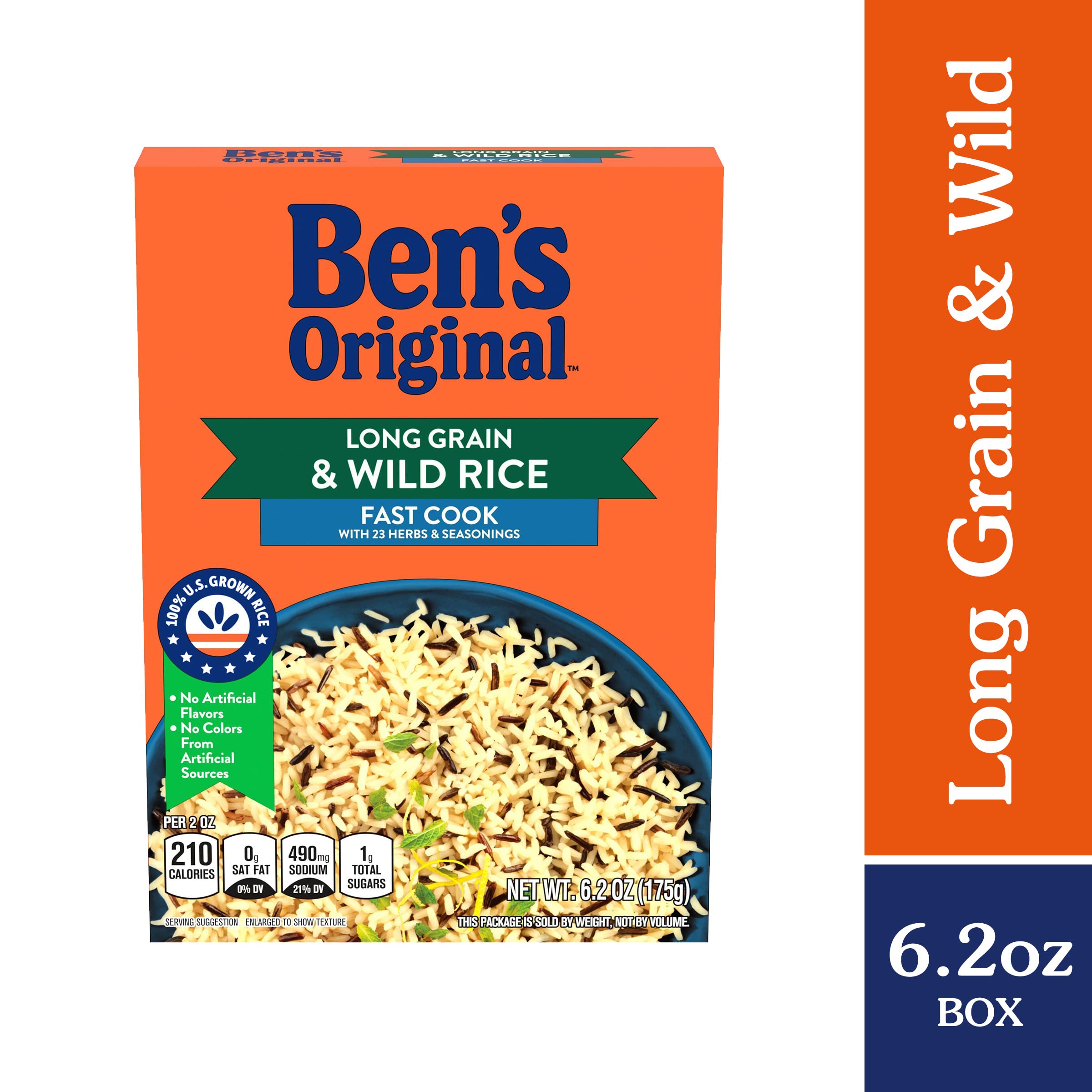 BEN'S ORIGINAL Long Grain Rice and Wild Rice, Fast Cook Rice, 6.2 OZ Box (Pack of 12)