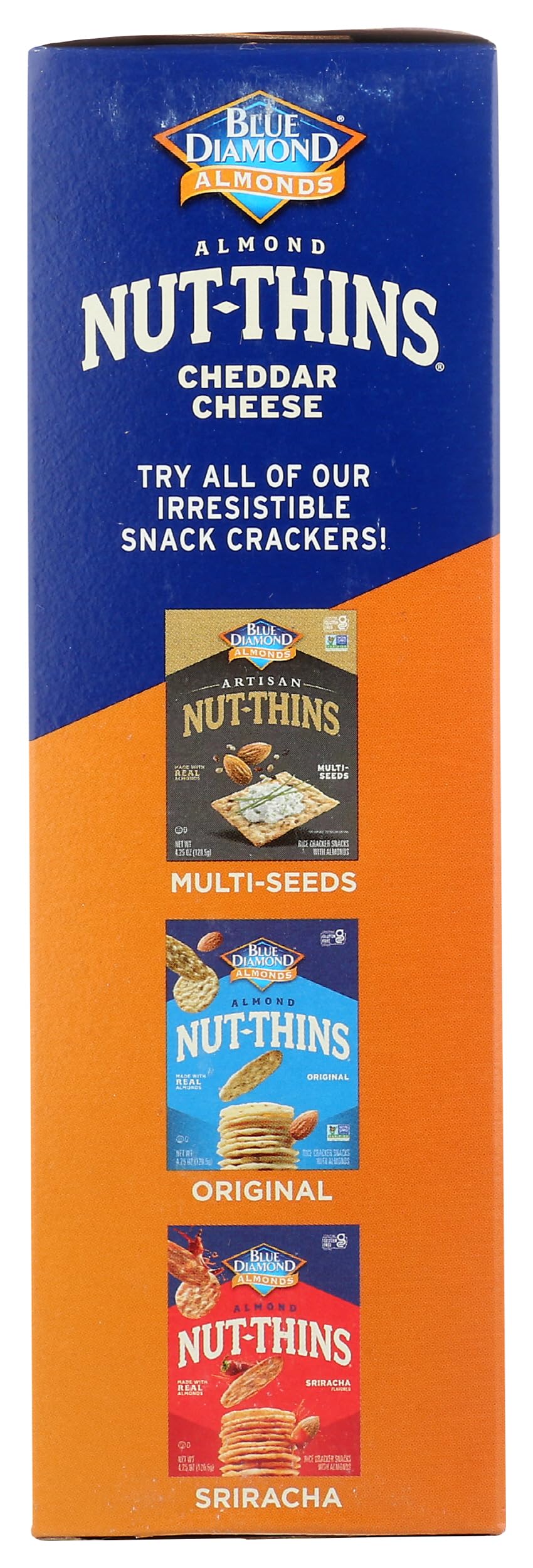 Blue Diamond Gluten Free Almond Nut-Thins Cracker Crisps, Cheddar Cheese, 4.25 Ounce
