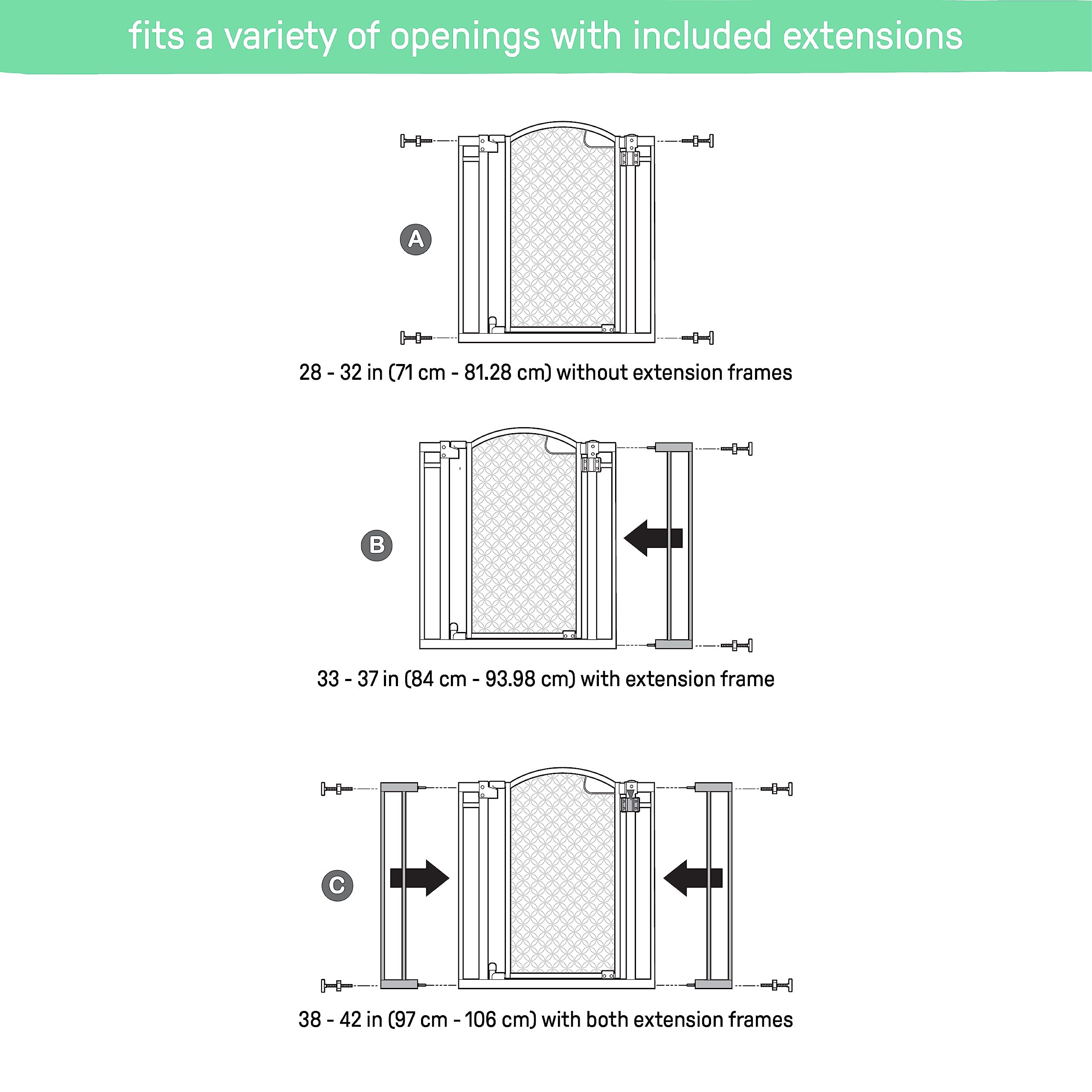 Summer Infant Modern Home Walk-Thru Safety Pet and Baby Gate, 28"-42" Wide, 30" Tall, Pressure or Hardware Mounted, Install on Wall or Banister in Doorway or Stairway, Auto Close Door - Gray