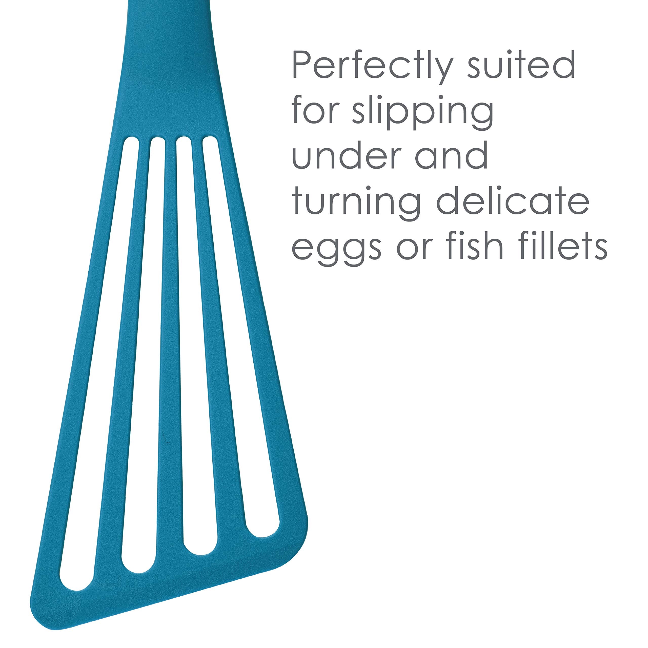 Rachael Ray KitchenTools and Gadgets Nylon Cooking Utensils / Spatula / Fish Turners - 2 Piece, Light Blue