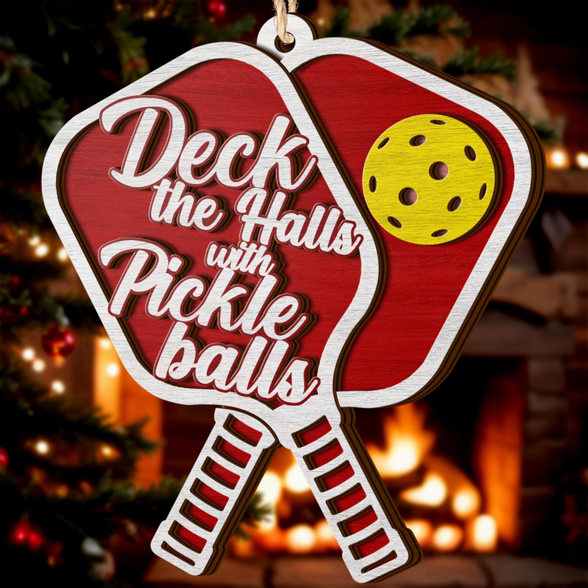 V Vibepy All Over Printed Pickleball Ornaments 2024, Pickleball Christmas Ornaments, Pickleball Gift, Pickleball Acessories Christmas 2 Layers Ornaments for Christmas Tree Hanging