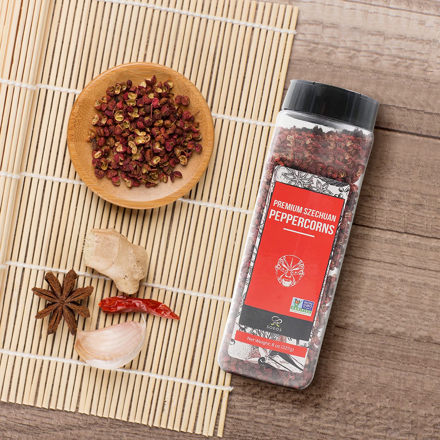 Soeos Sichuan Peppercorns, 8oz(227g), Authentic Szechuan Red Peppercorn, Numbing and Tingle Effect, Less Seeds, Strong Flavor, Essential for Mapo Tofu, Kung Pao Chicken and Asine Cusine