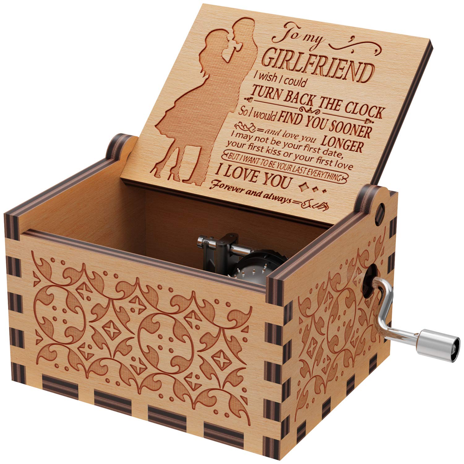 You are My Sunshine Wood Girlfriend Music Boxes,Laser Engraved Vintage Wooden Sunshine Musical Box Gifts for Birthday/Christmas/Valentine's Day-to Girlfriend