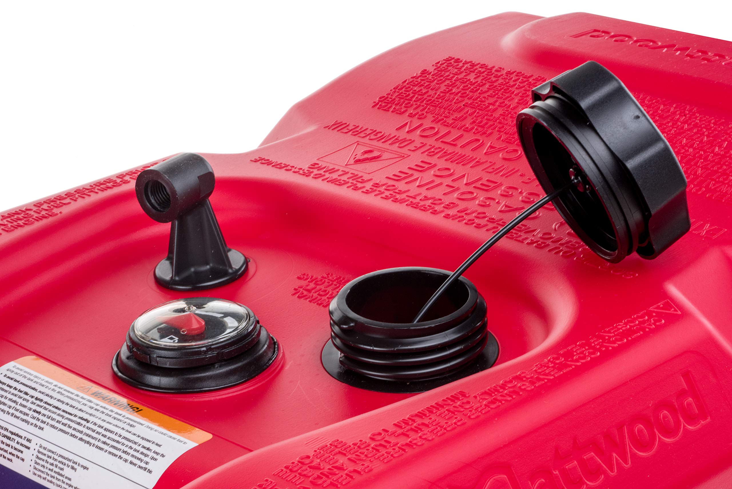 Attwood 8806LPG2S Portable Marine Boat Fuel Tank, EPA-Certified - 6-Gallon - with Fuel Gauge
