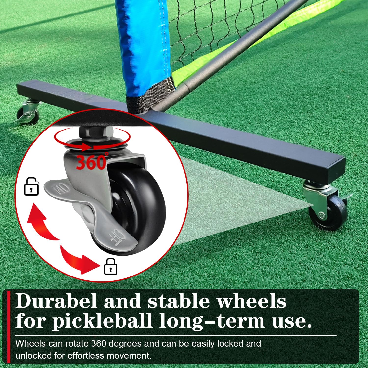 Portable Pickleball Net with Wheels, 22FT Regulation Size Pickle ball Net with Pickleballs, Carry Bag for Home, Driveway, Backyard, Indoor or Outdoor