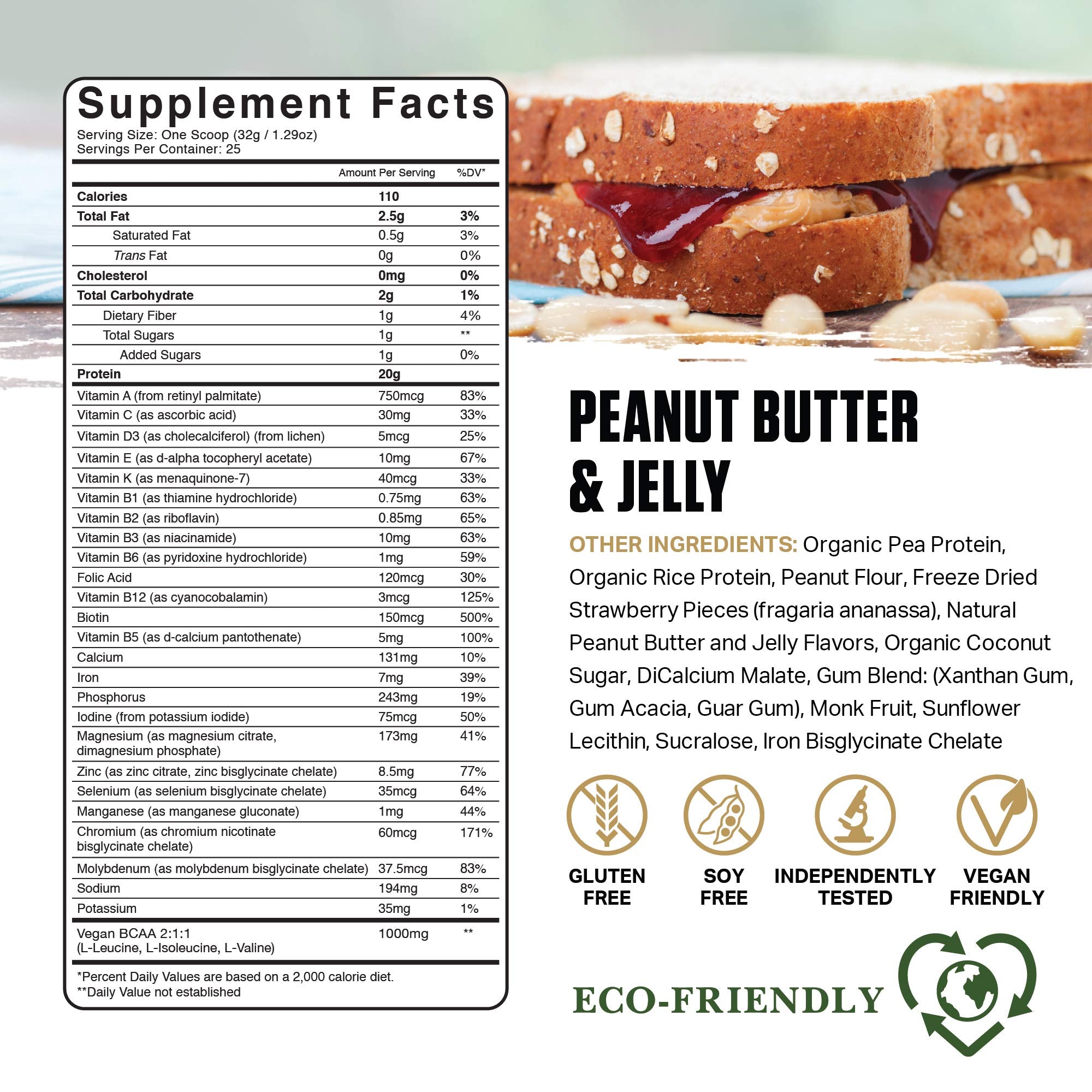 Ambrosia Planta - Premium Organic Plant-Based Protein (Peanut Butter & Jelly)