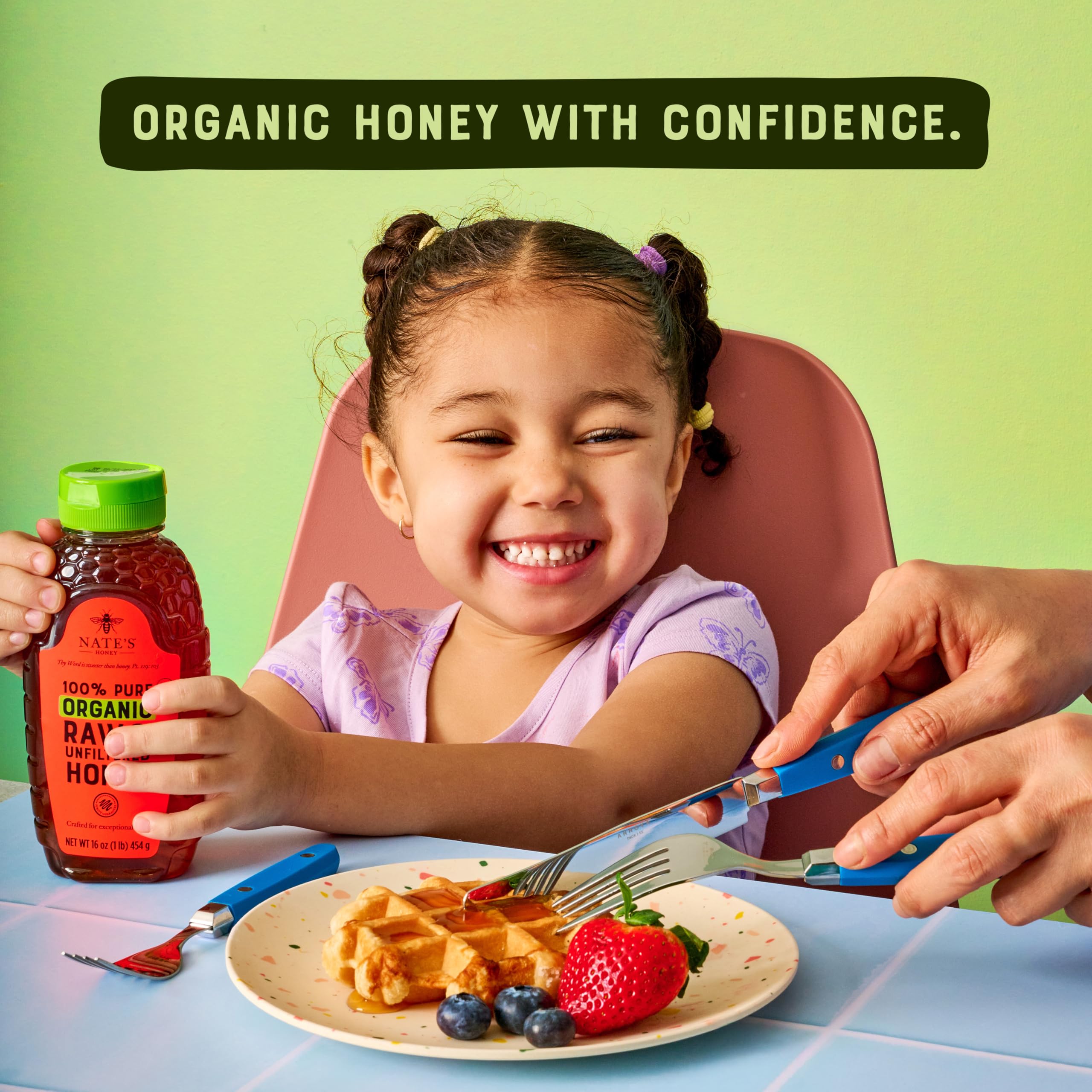 Nate's Organic 100% Pure, Raw & Unfiltered Honey - USDA Certified Organic - 16oz. Squeeze Bottle