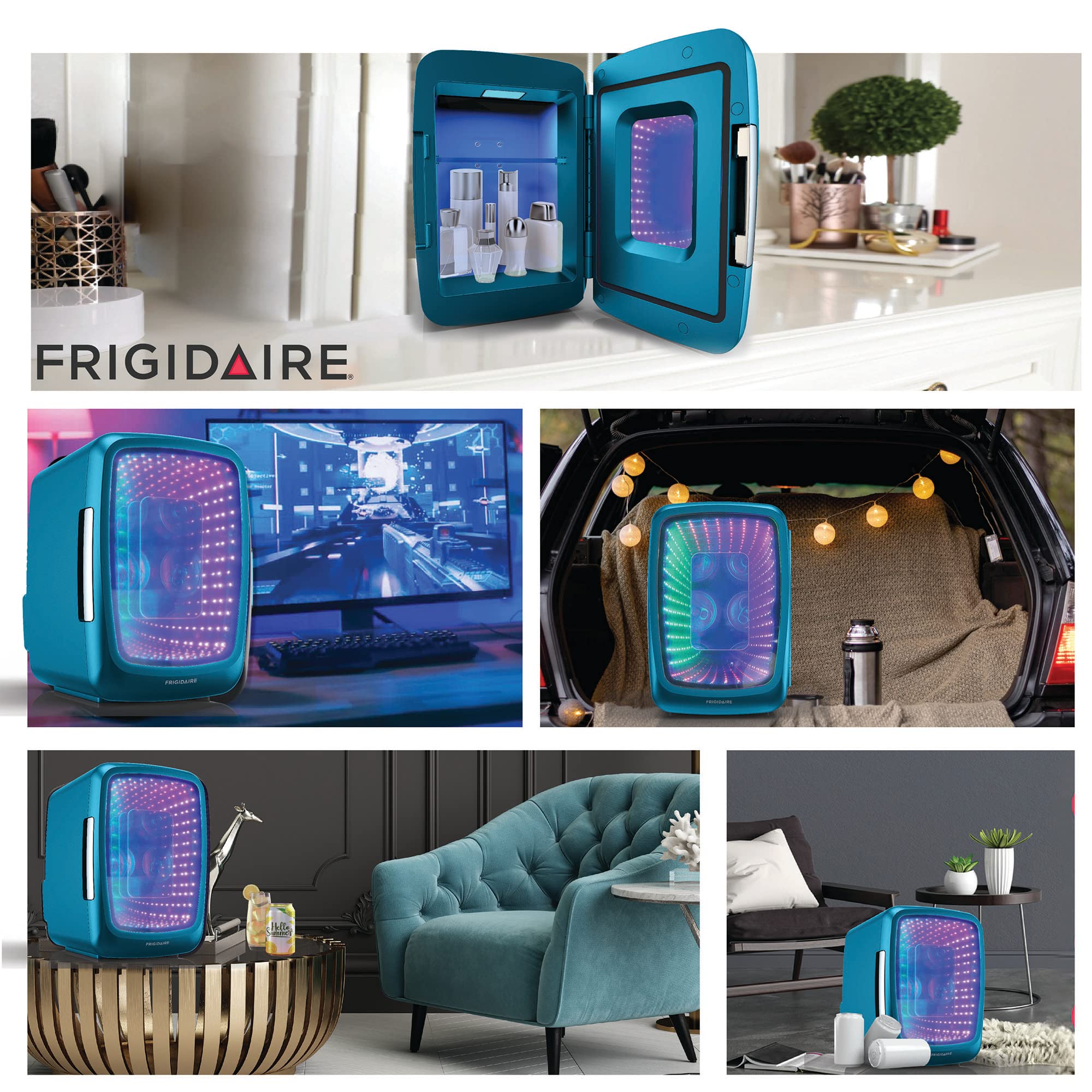 Frigidaire EFMIS179 Gaming Light Up Mini Beverage Refrigerator, Pack of 1, Blue