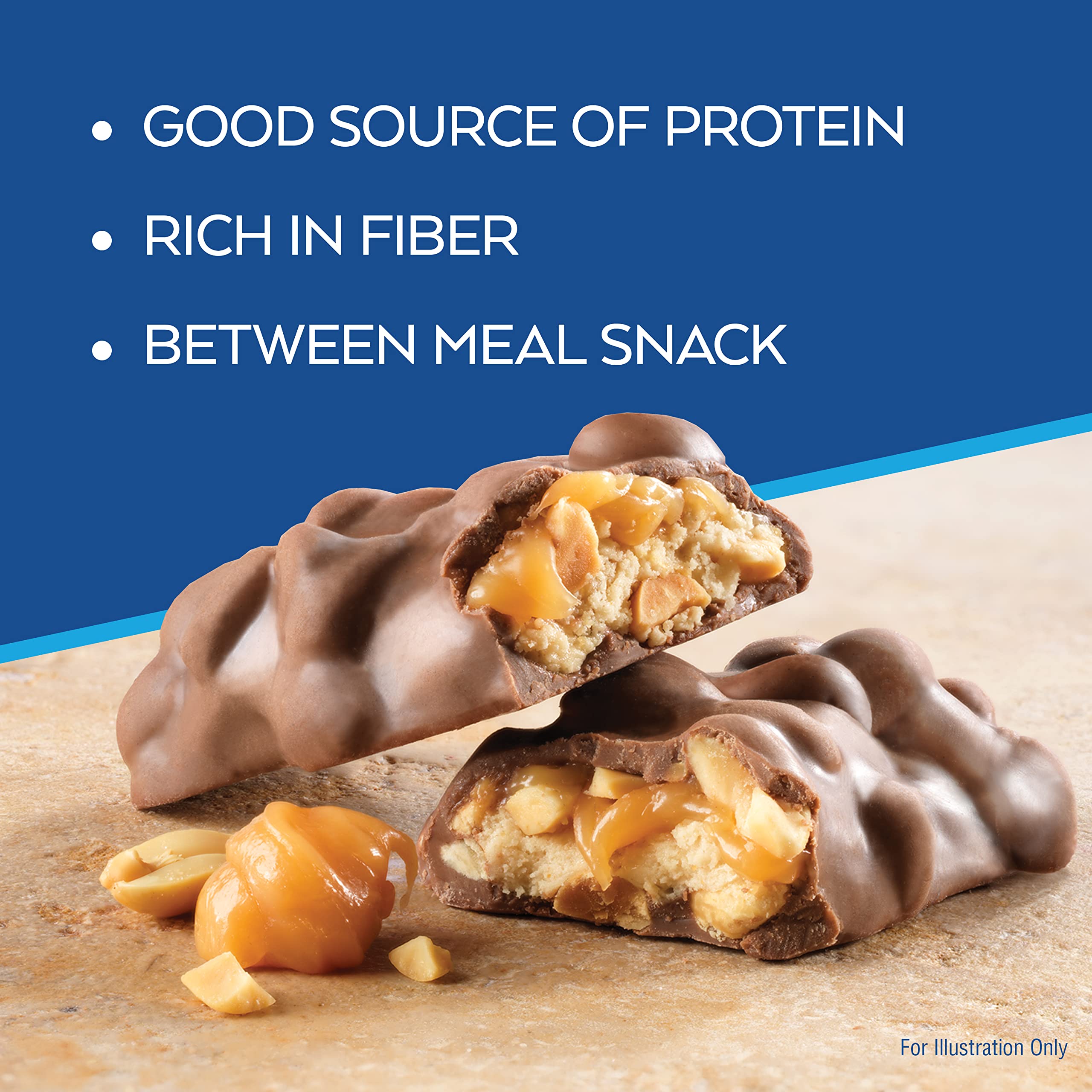 Atkins Caramel Chocolate Nut Roll Snack Bar, Protein Snack, High in Fiber, 2g Sugar, 16 Count