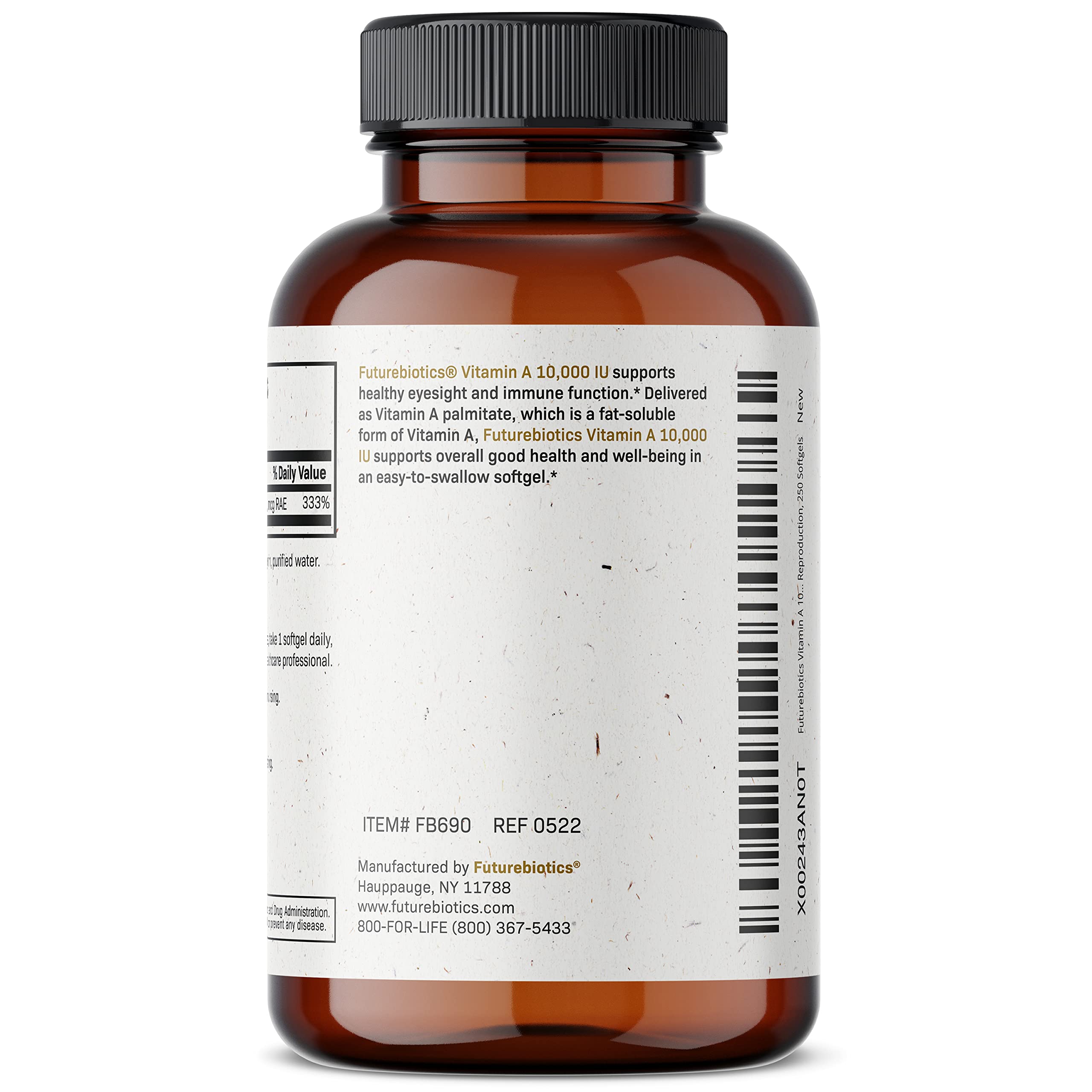 Futurebiotics Vitamin A 10,000 IU Premium Non-GMO Formula Supports Healthy Vision & Immune System and Healthy Growth & Reproduction, 250 Softgels