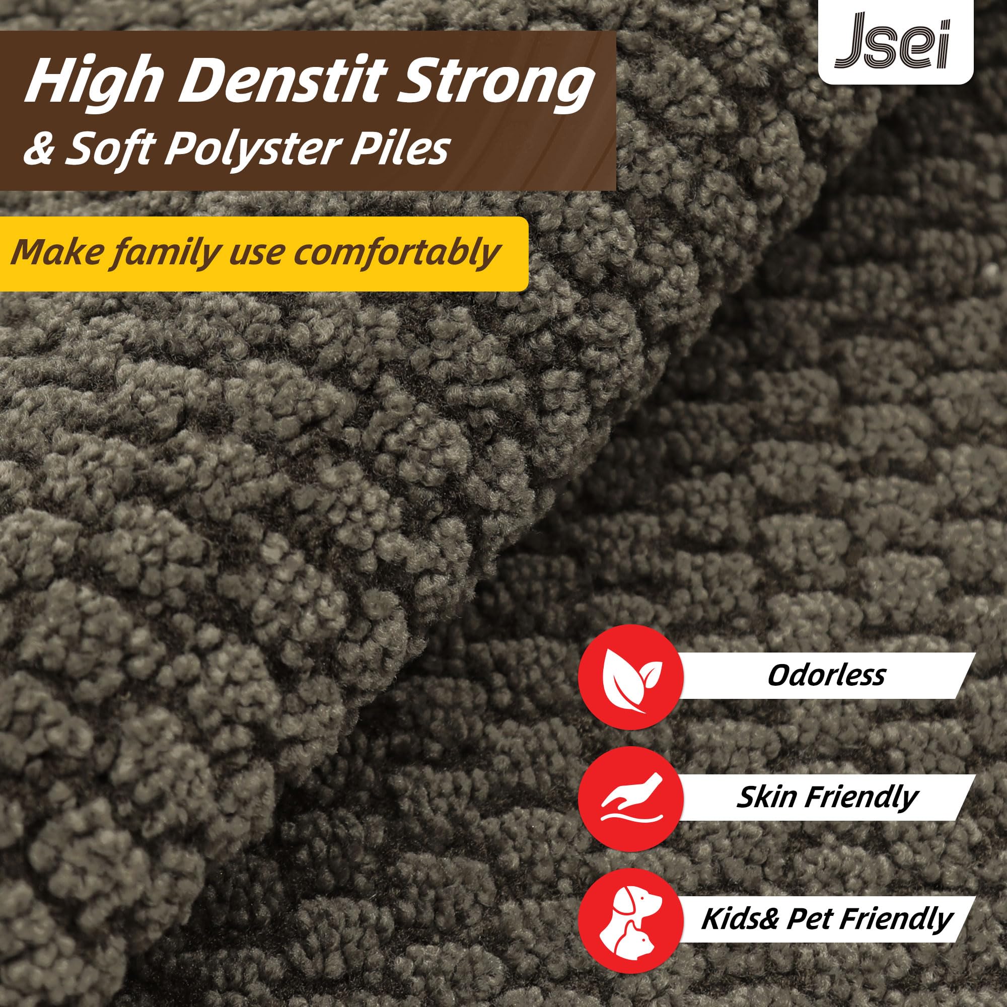 JSEI Dirt Trapper Door Mat 32"x48", Non-Slip Entryway Rugs Doormat Indoor, Washable Absorbent and Stain Resist Welcome Floor Mat for Front Door, Dog Door Mat, Muddy Wet Shoes & Paws, Greyish Brown