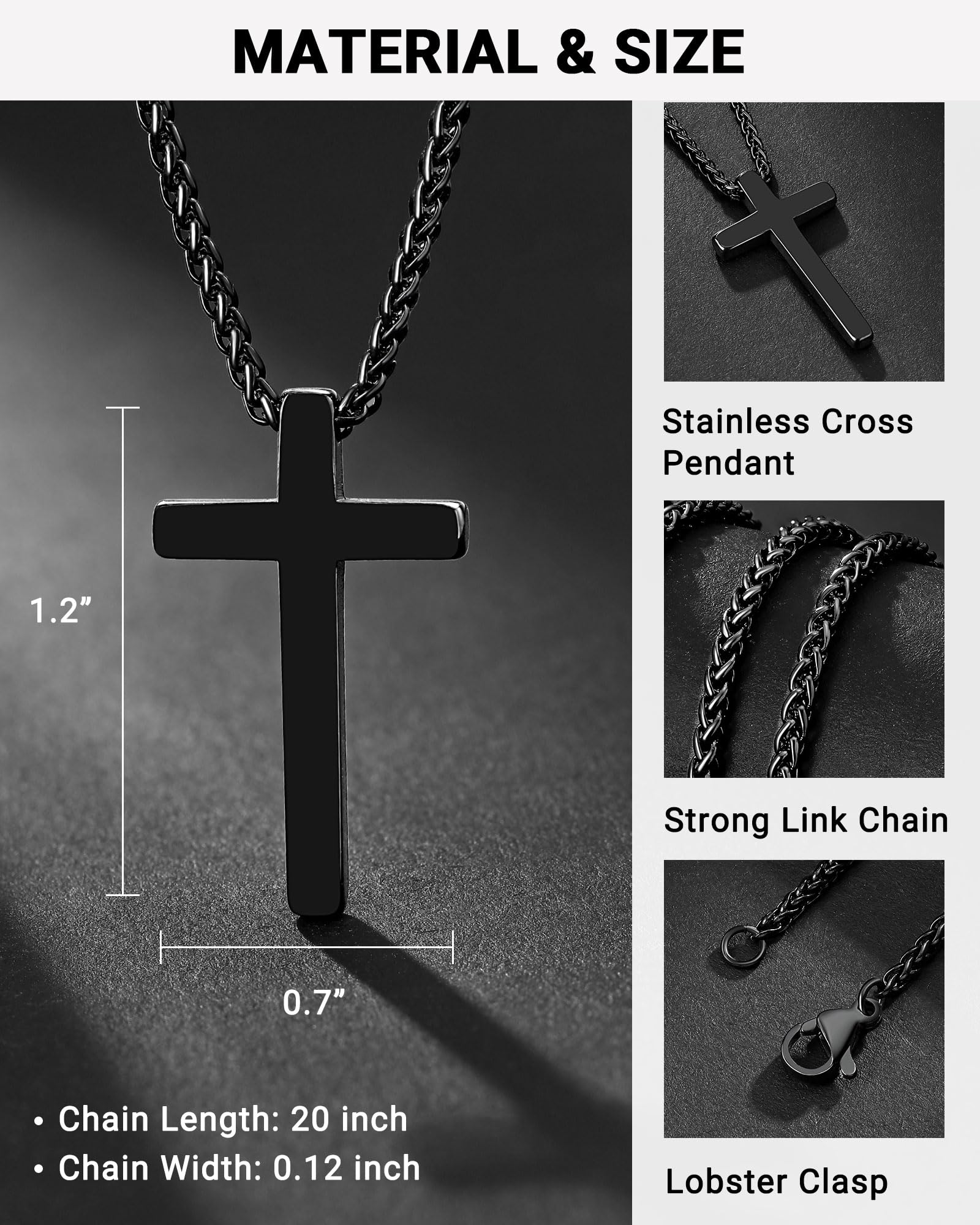 ORISPRE Teen Boy Gifts Ideas Cross Necklace for Men Christian Christmas Stocking Stuffers for Teens Teenage Boys 8 12 13 15 14 16 18 Year Old Birthday Religious Baptism Gifts