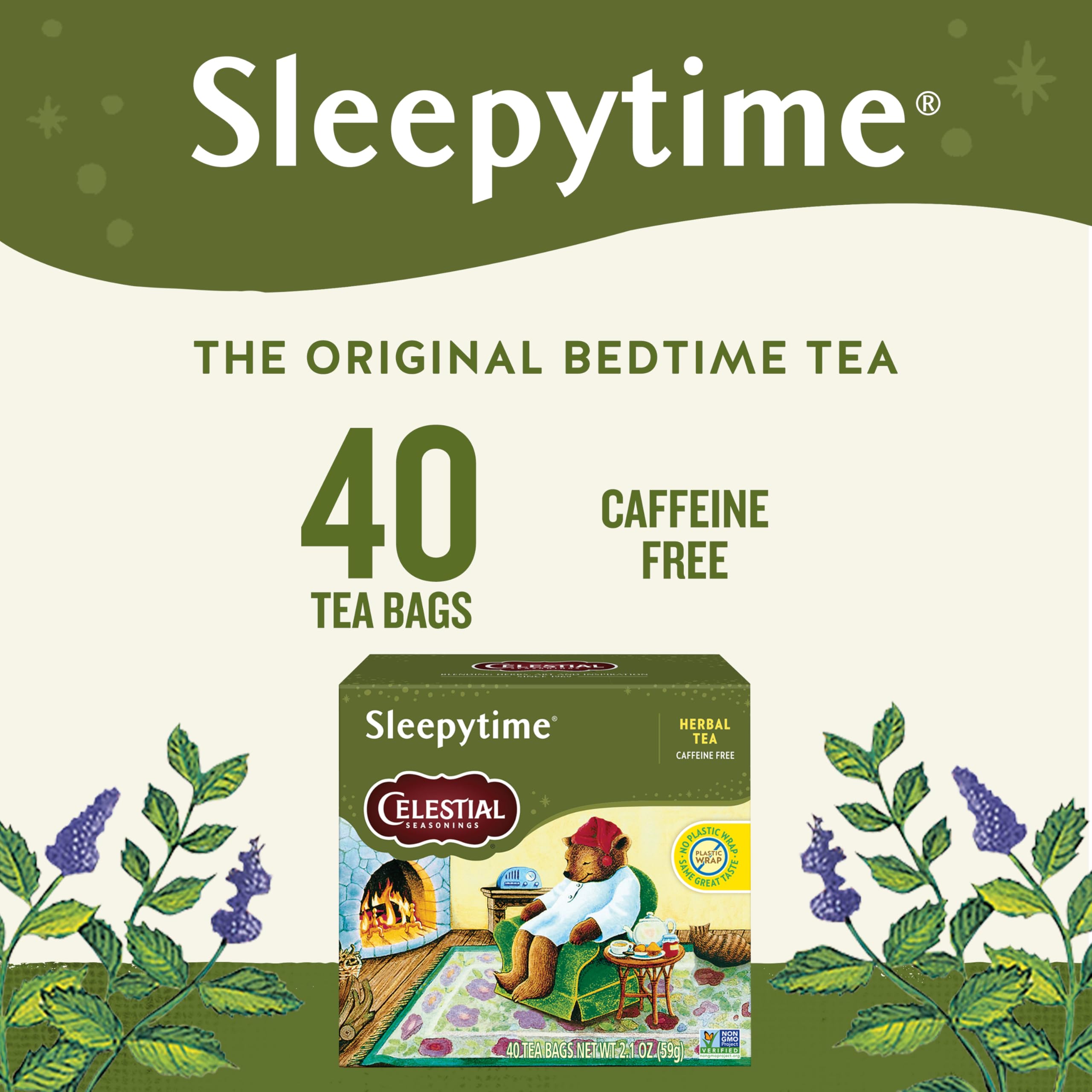 Celestial Seasonings Sleepytime Herbal Tea, Caffeine Free, 40 Tea Bags Box, (Pack of 6)